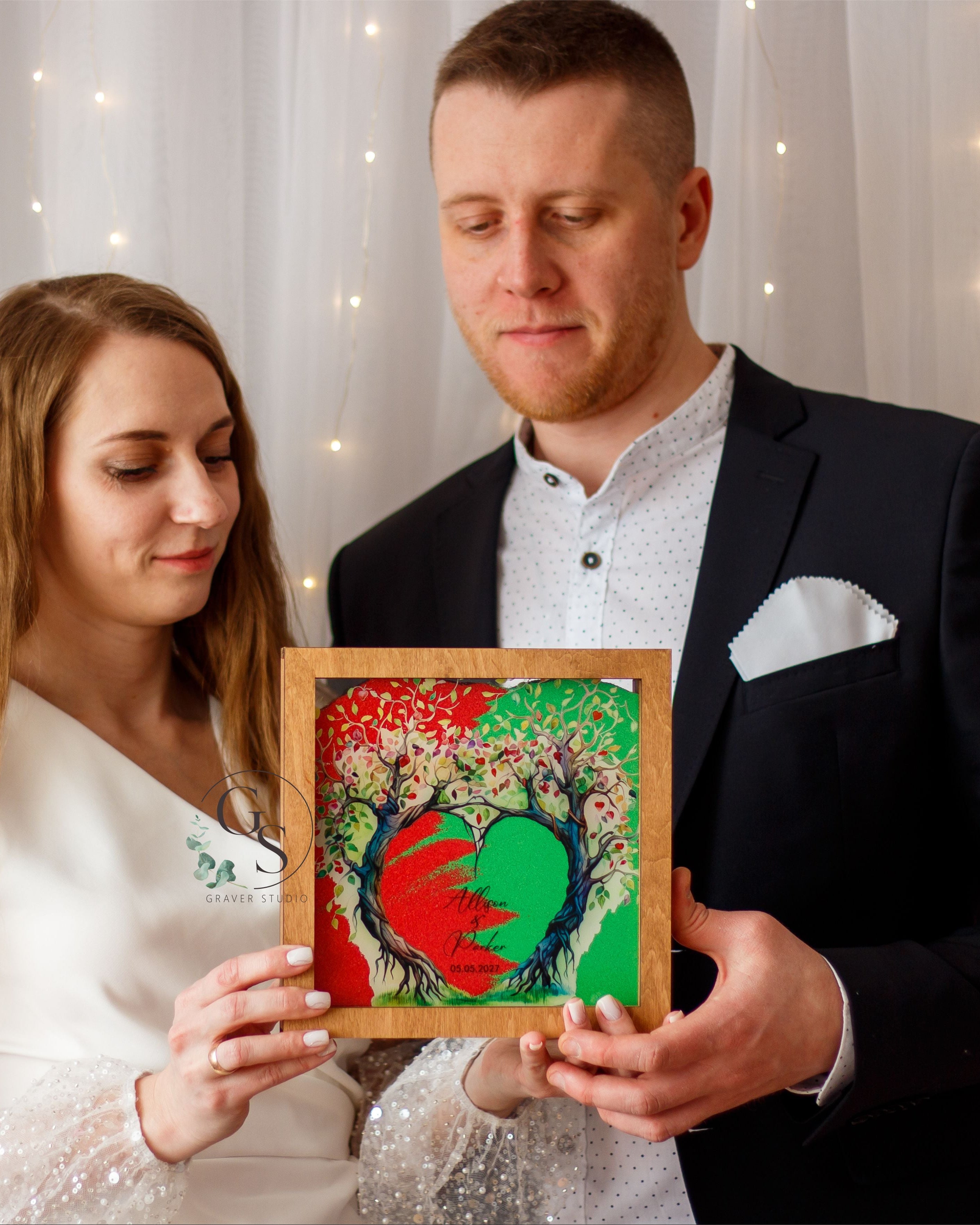 Personalized sand ceremony keepsake frame for bride and groom