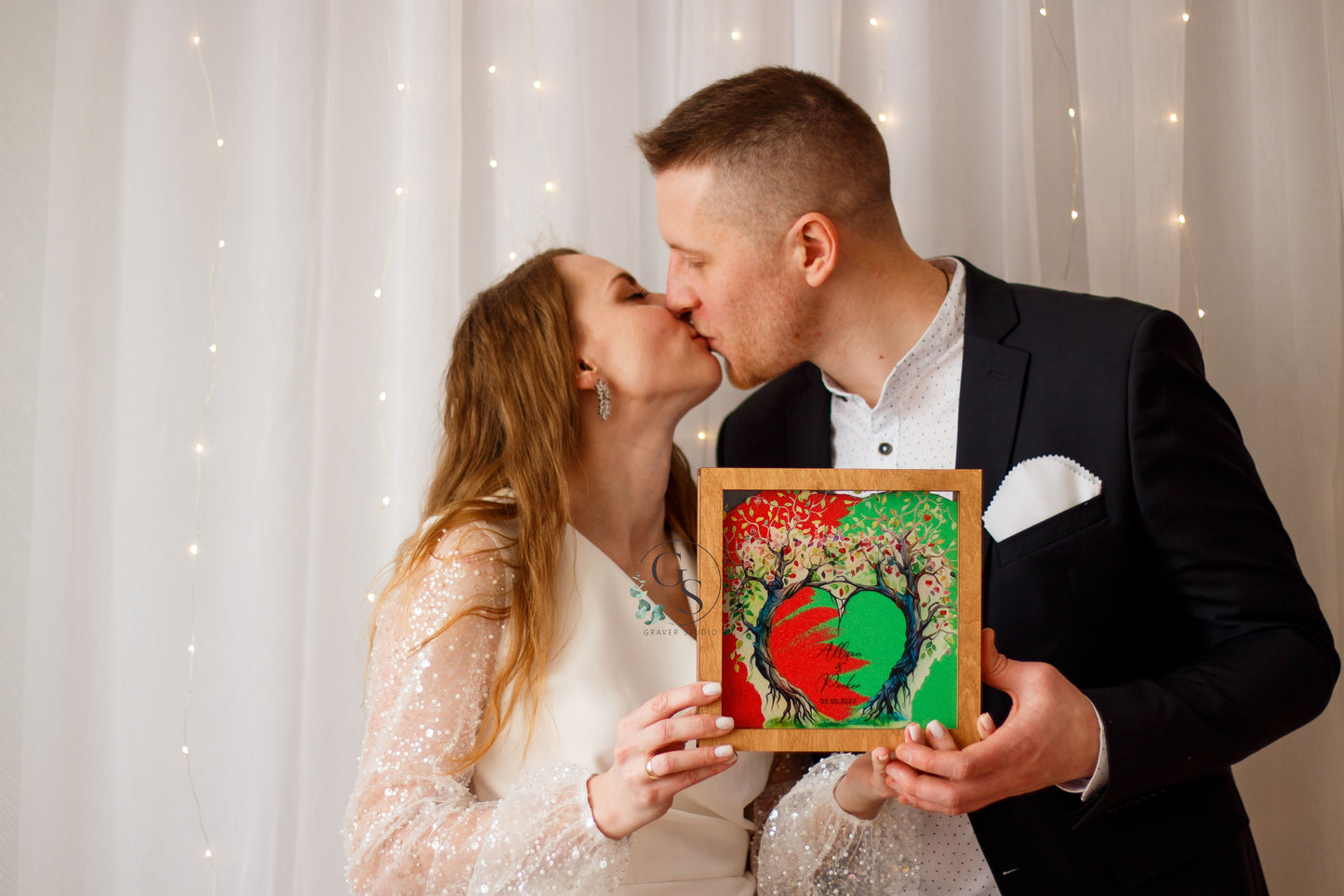 Wedding Sand Ceremony With Tree Print