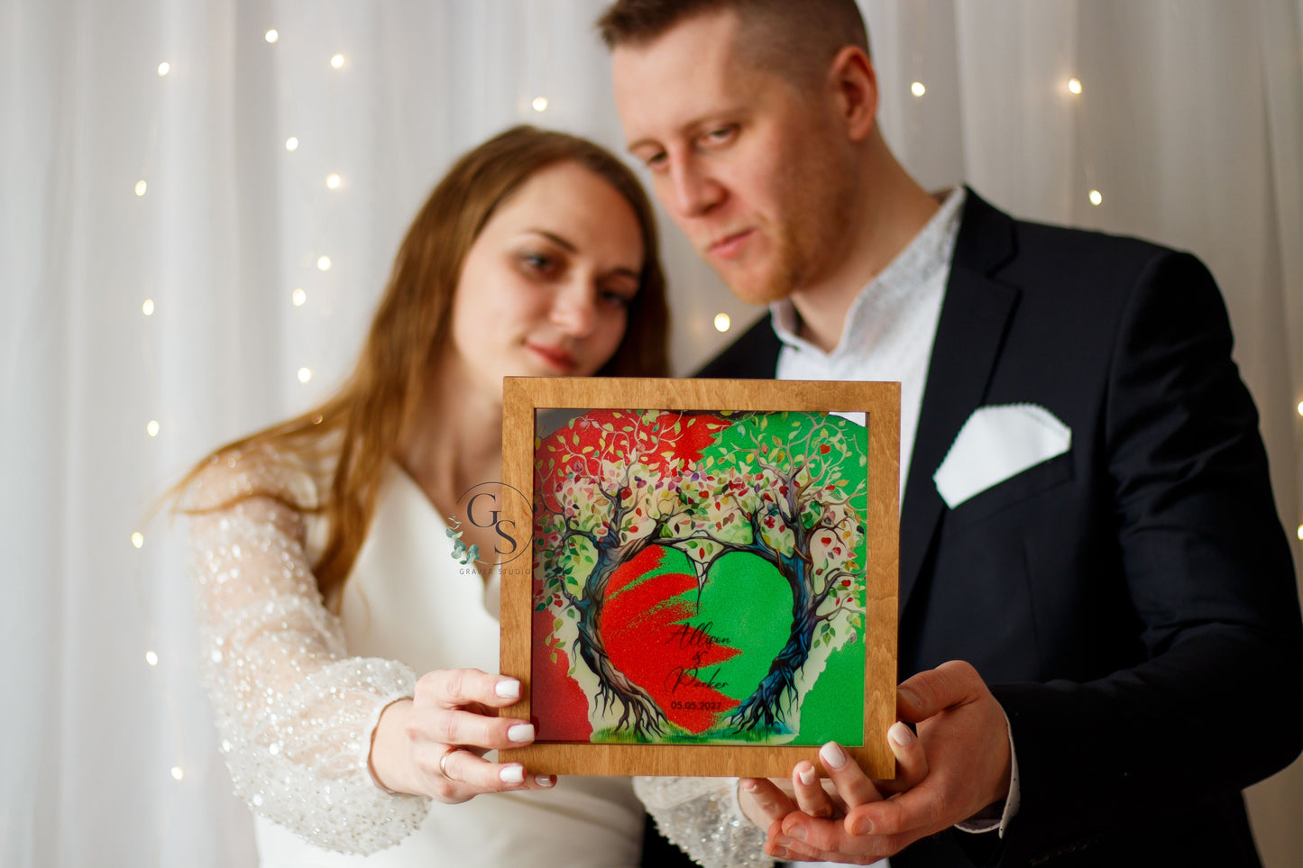 Wedding Sand Ceremony With Tree Print