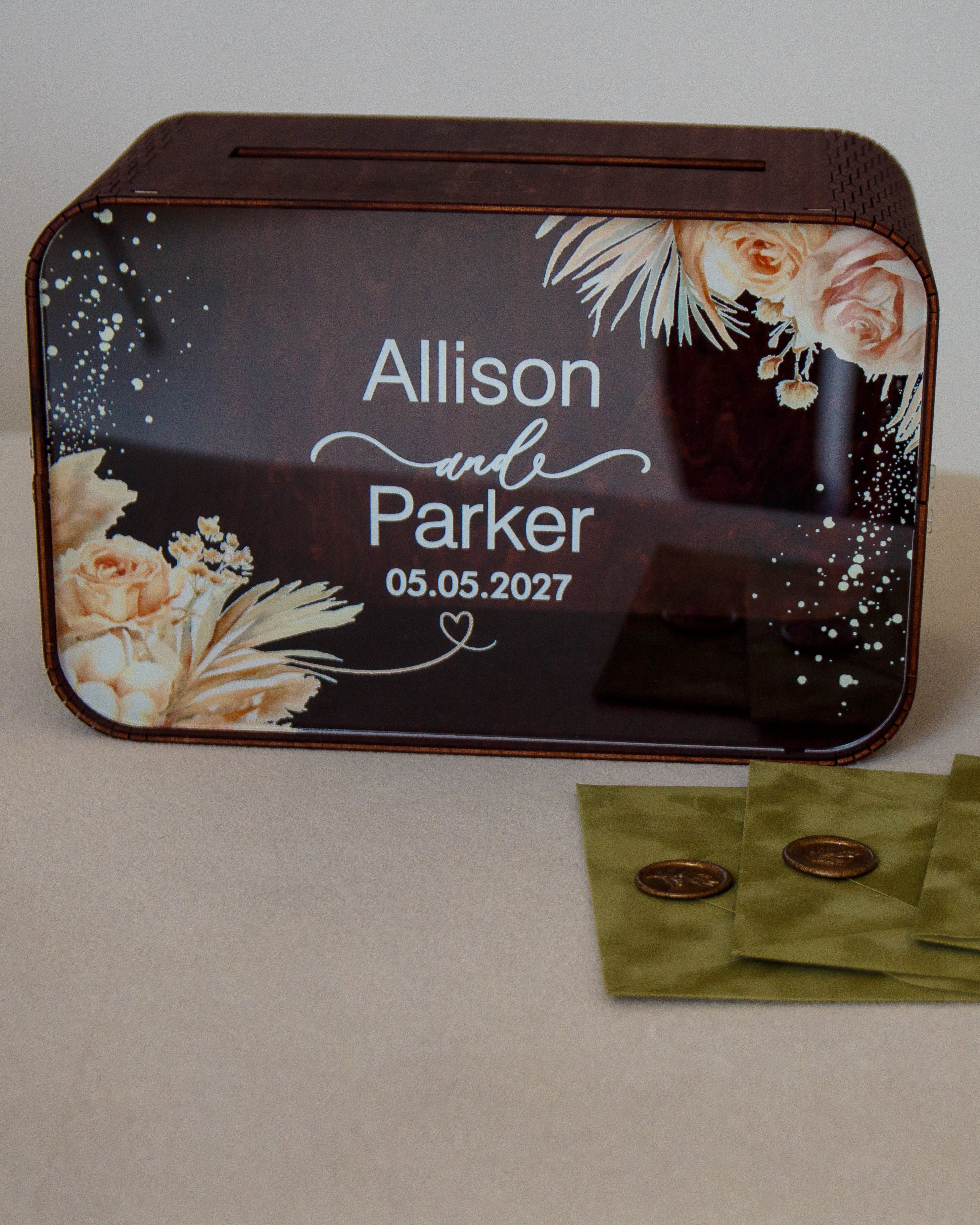 Personalized card holder box for wedding table