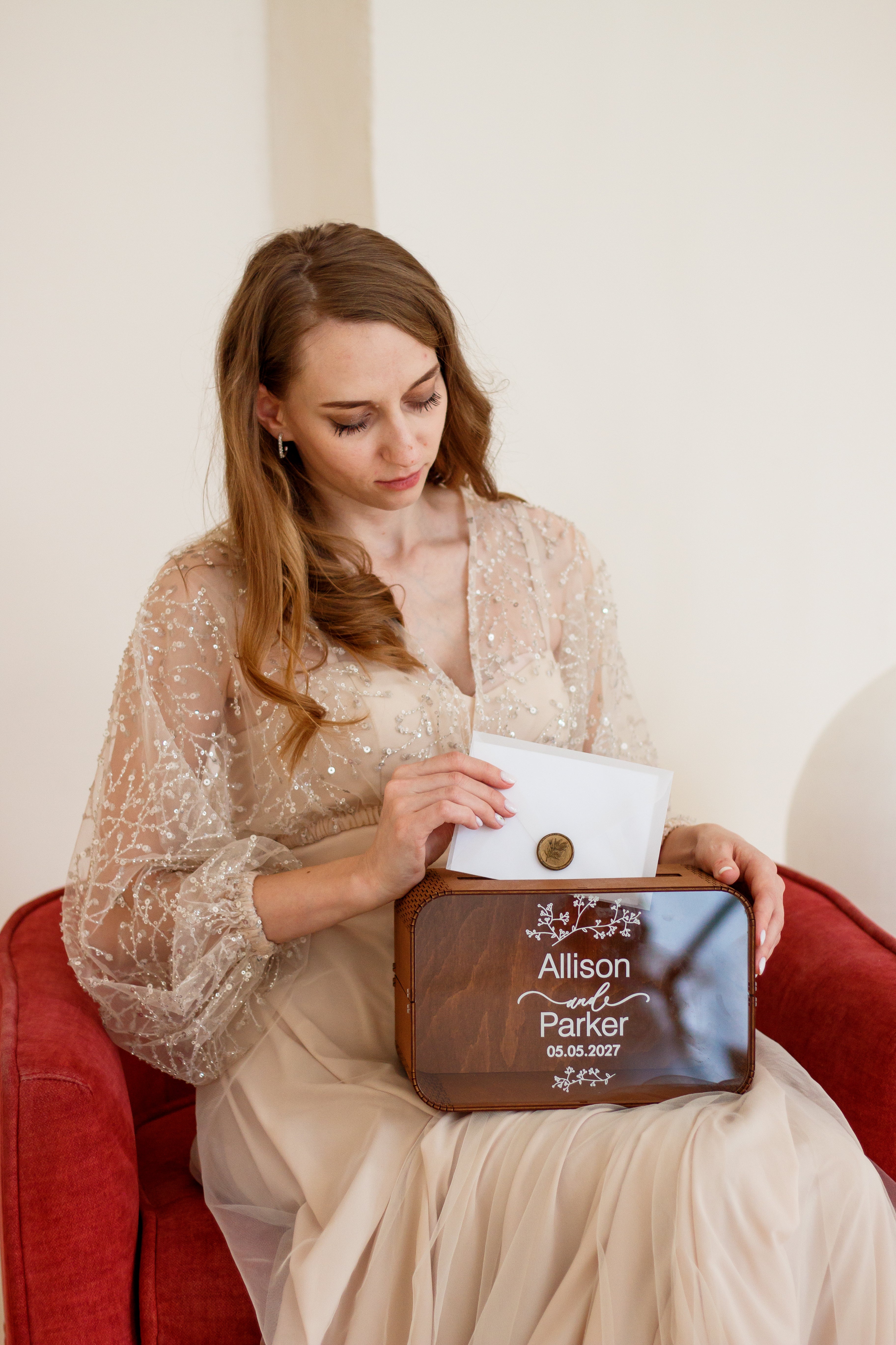 Rustic chic wedding card box for gift table