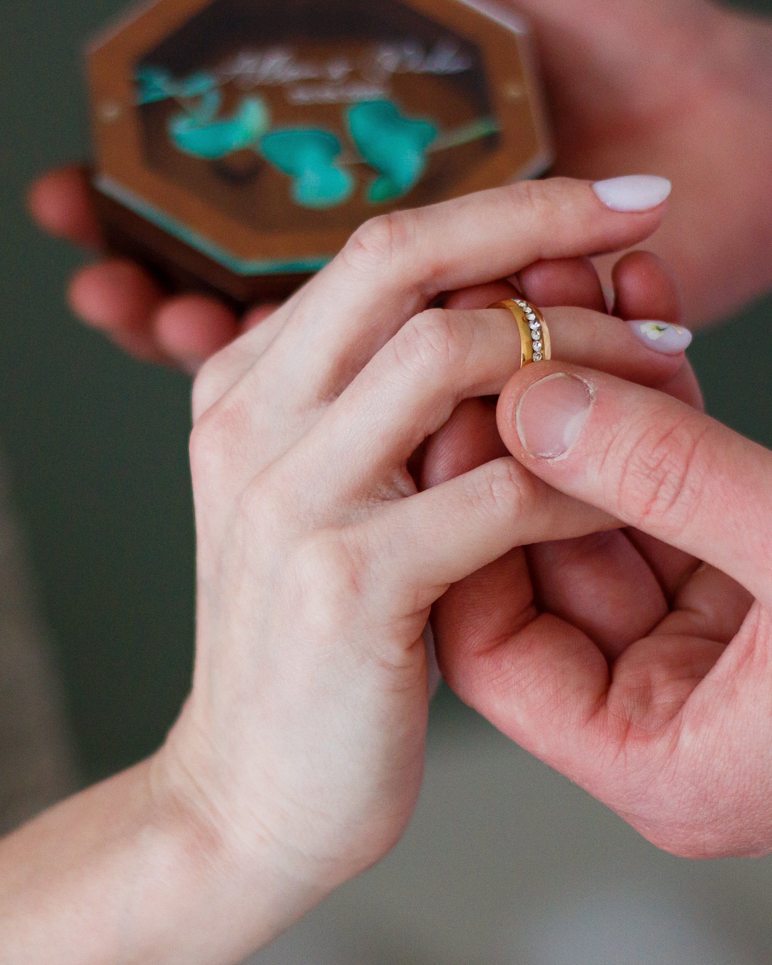 Custom name engraved ring box with wedding date
