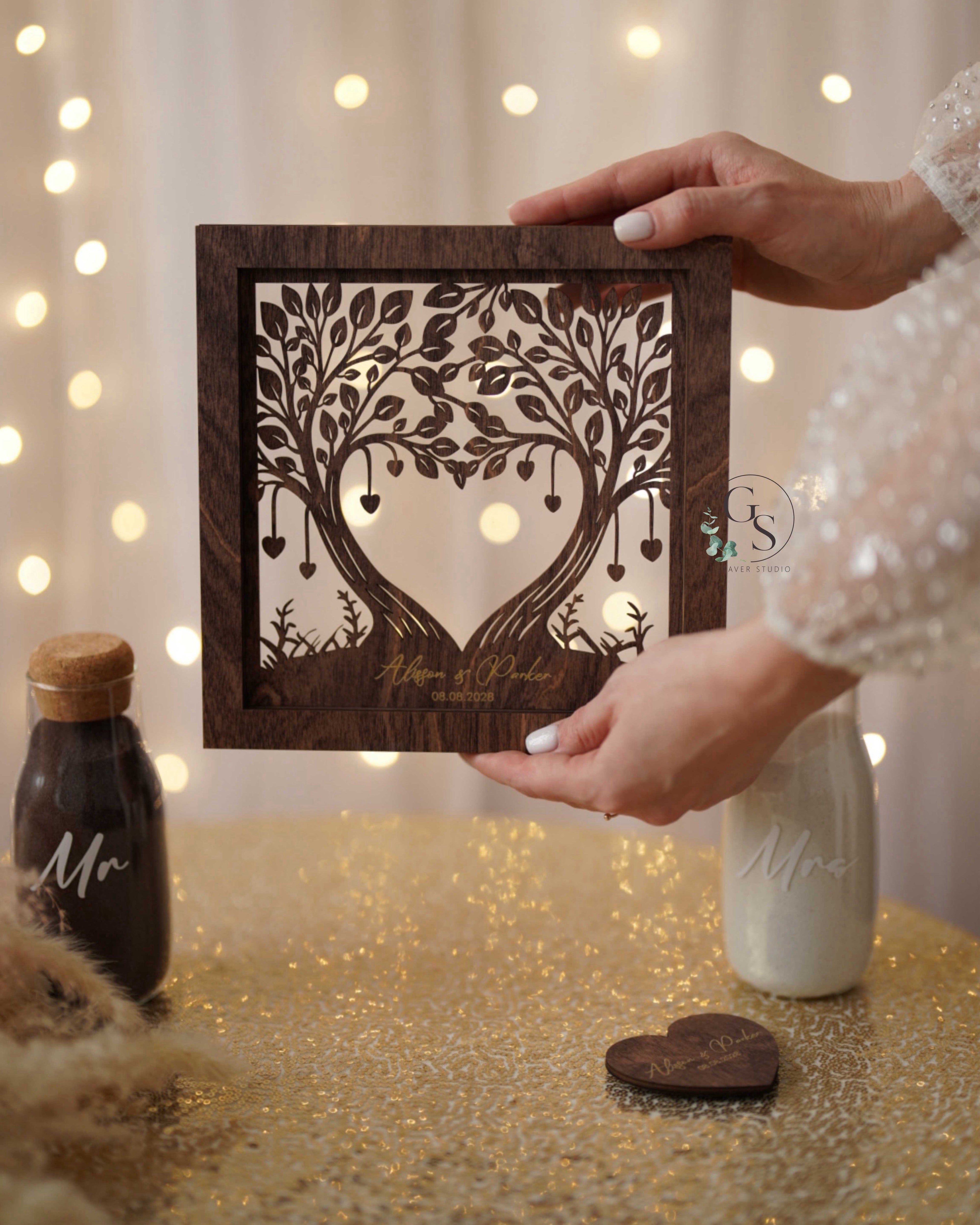 Unique wedding sand pouring ceremony keepsake frame