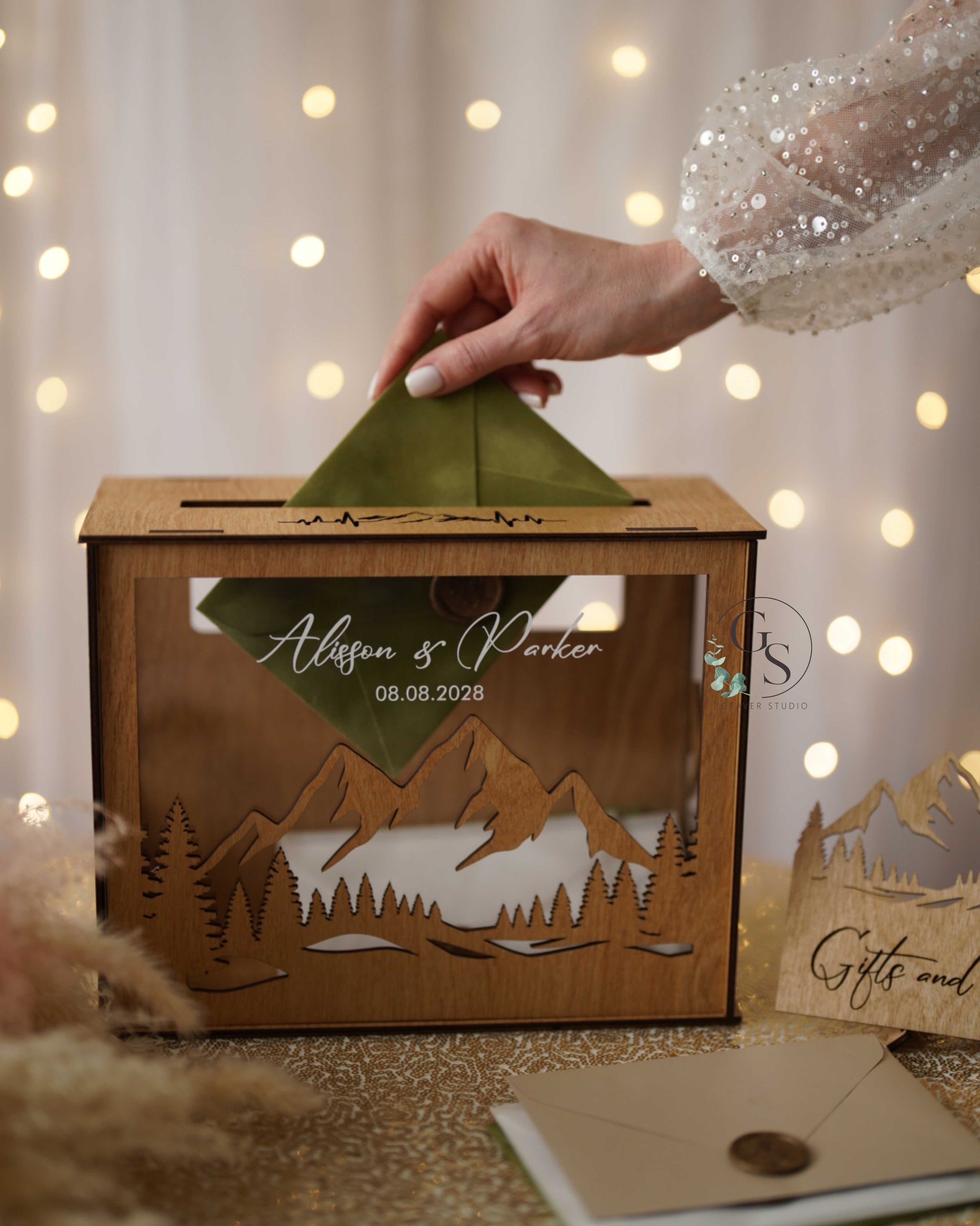 Personalized Mountain Wedding Card Box
