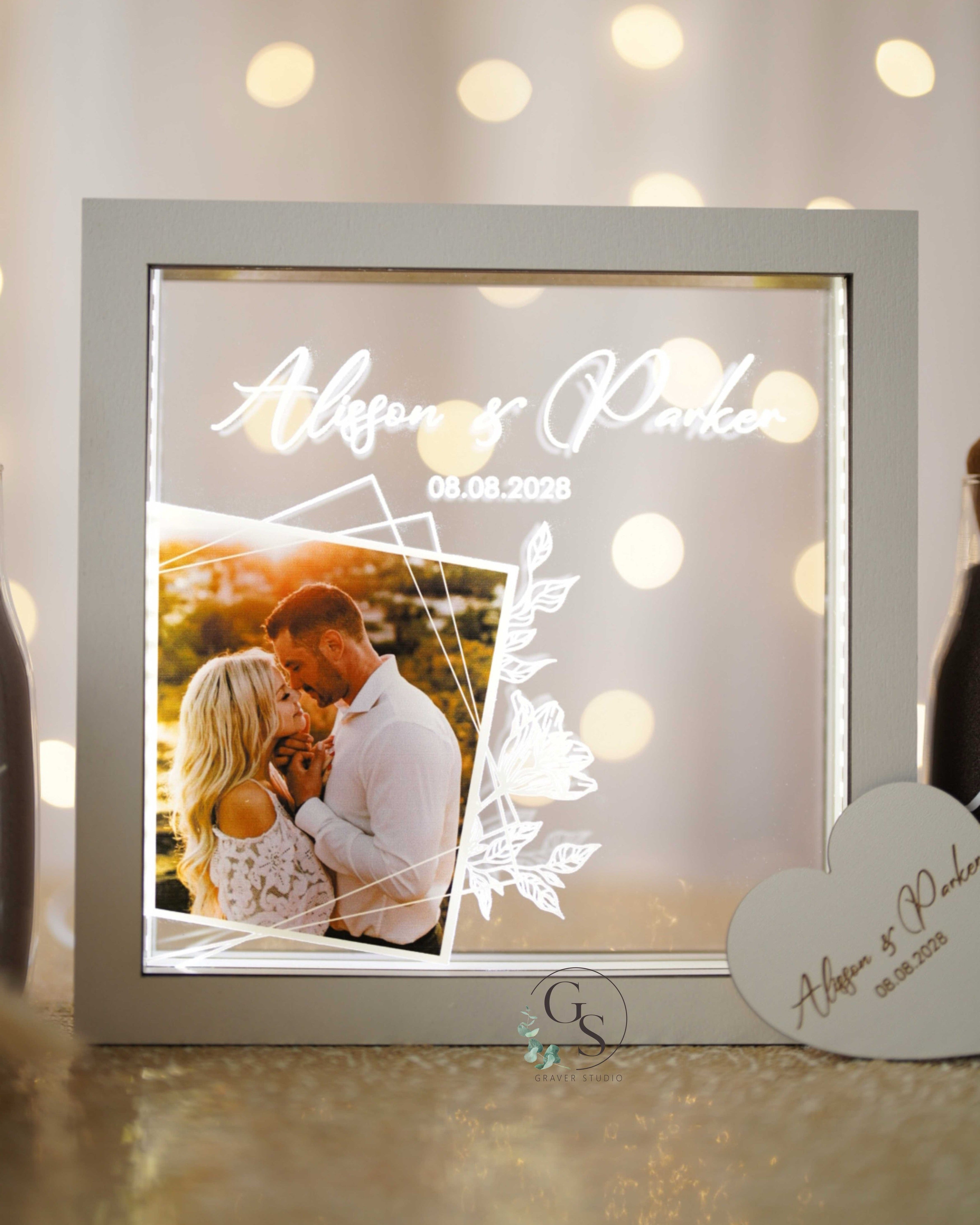 Personalized Unity Sand Ceremony Frame with Photo & LED Light