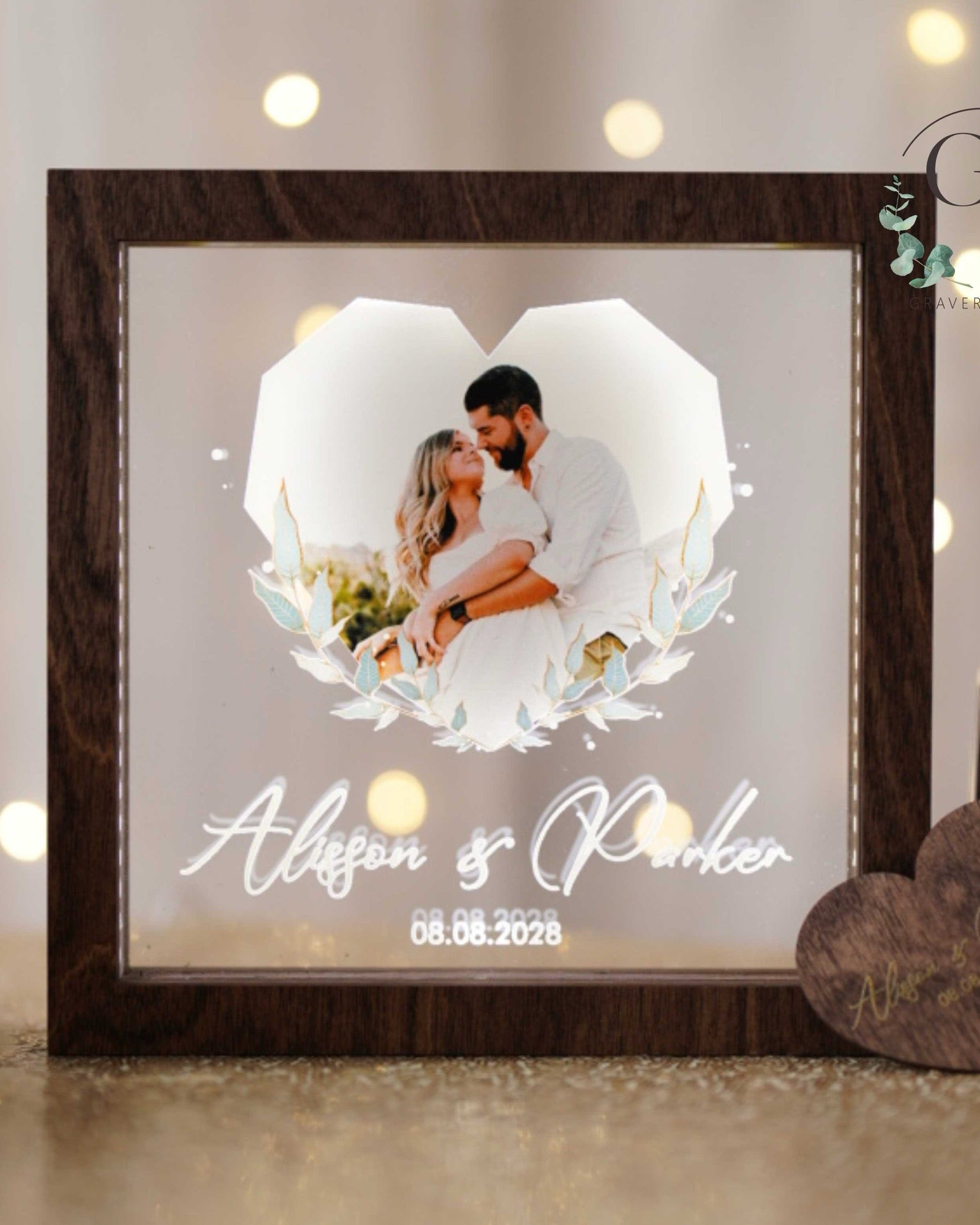 Personalized Unity Sand Ceremony Frame with Photo & LED Light