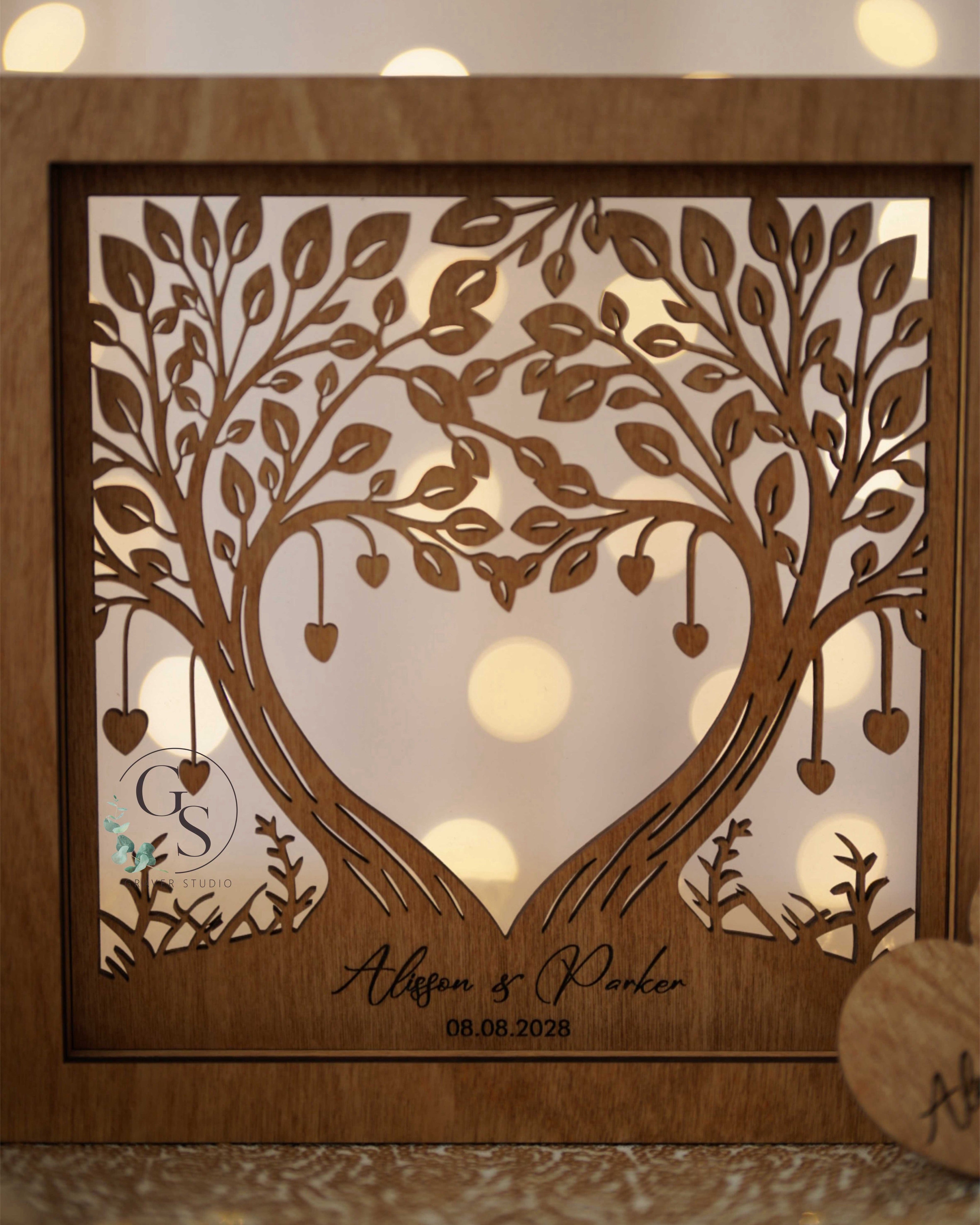 Custom unity sand ceremony frame with family tree artwork