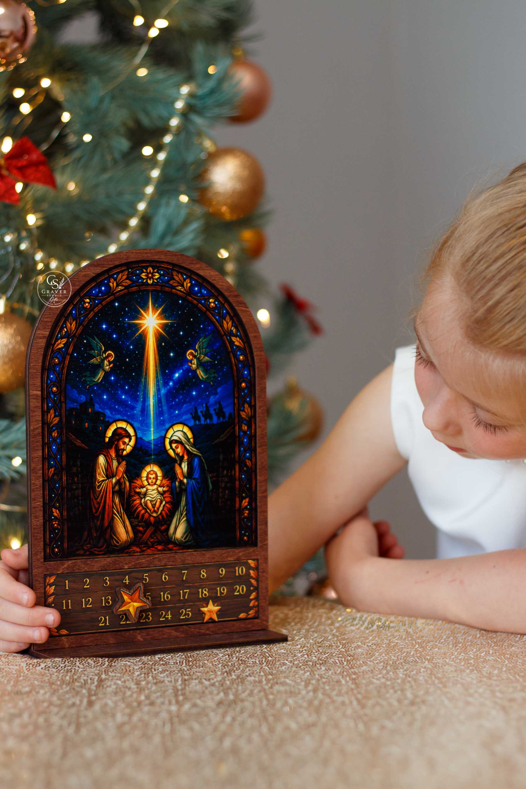 Wooden Magnetic Nativity Advent Calendar