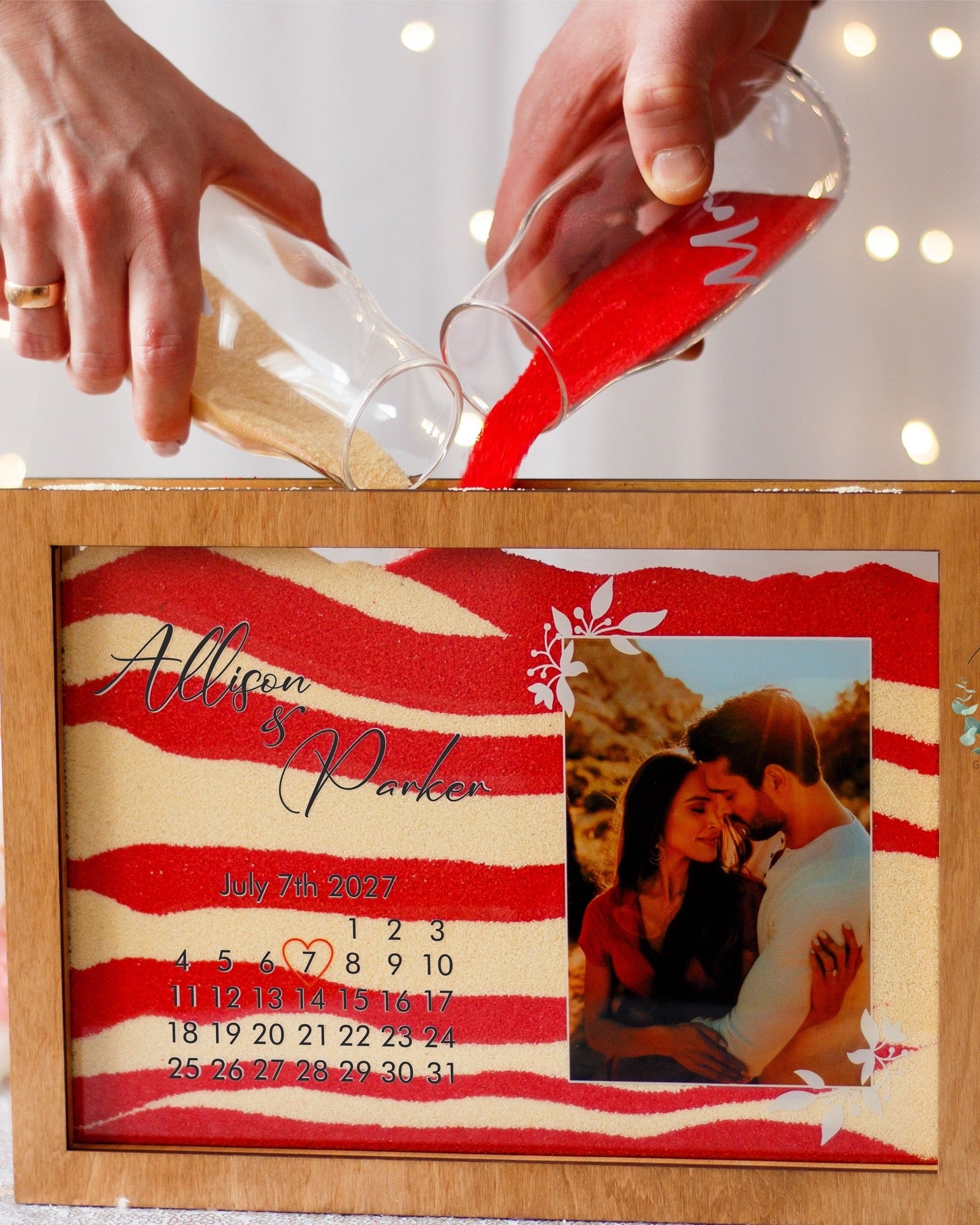Wedding sand ceremony frame with photo insert