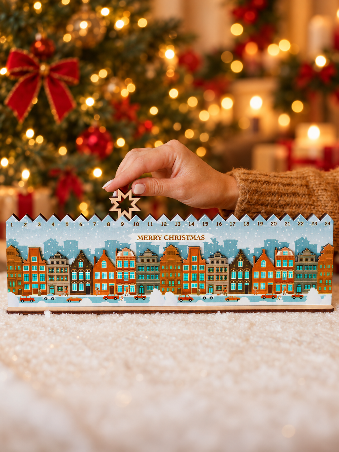 Wooden Christmas Advent Calendar – Winter City Countdown