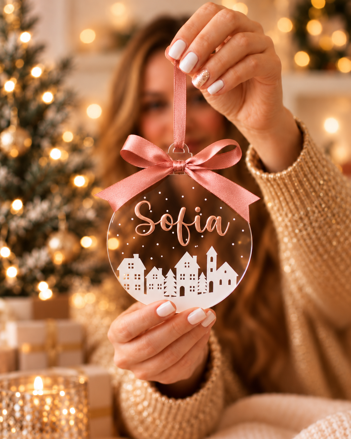 Personalized Acrylic Christmas Ornament with Custom Name