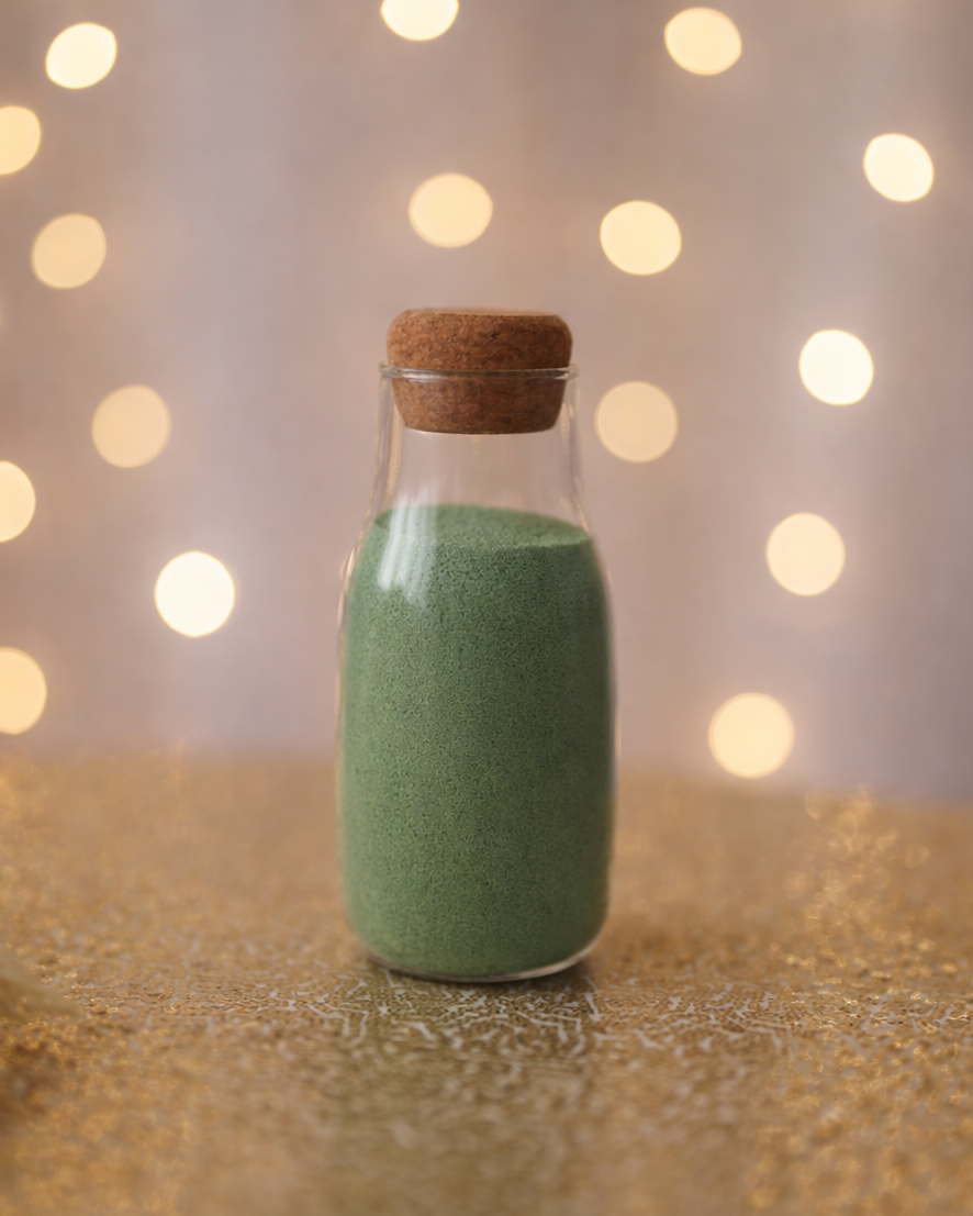 Extra sand in a glass bottle