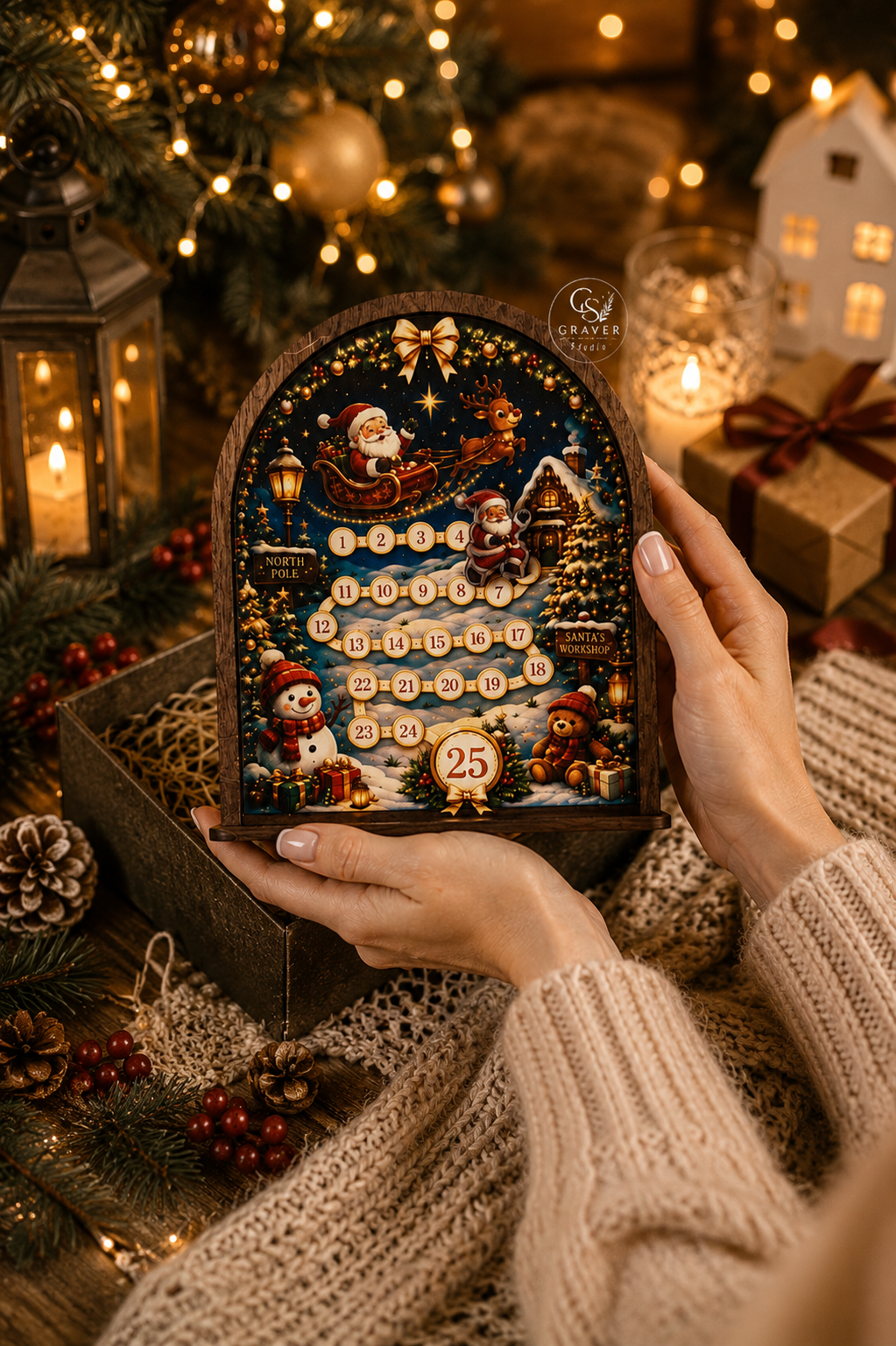 Wooden Magnetic Nativity Advent Calendar