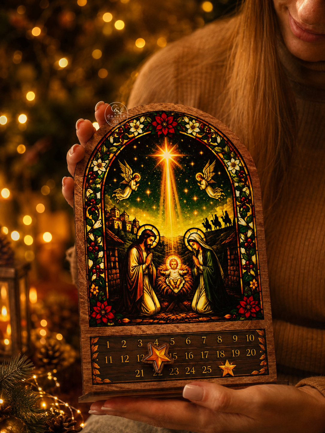 Wooden Magnetic Nativity Advent Calendar