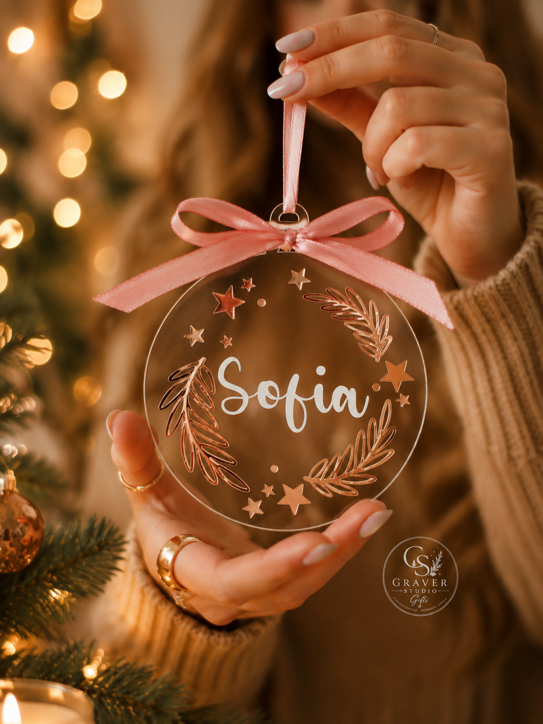 Personalized Acrylic Christmas Ornament with Custom Name