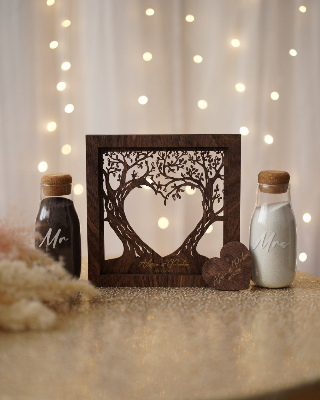 Rustic personalized sand ceremony frame for couples wedding unity ritual