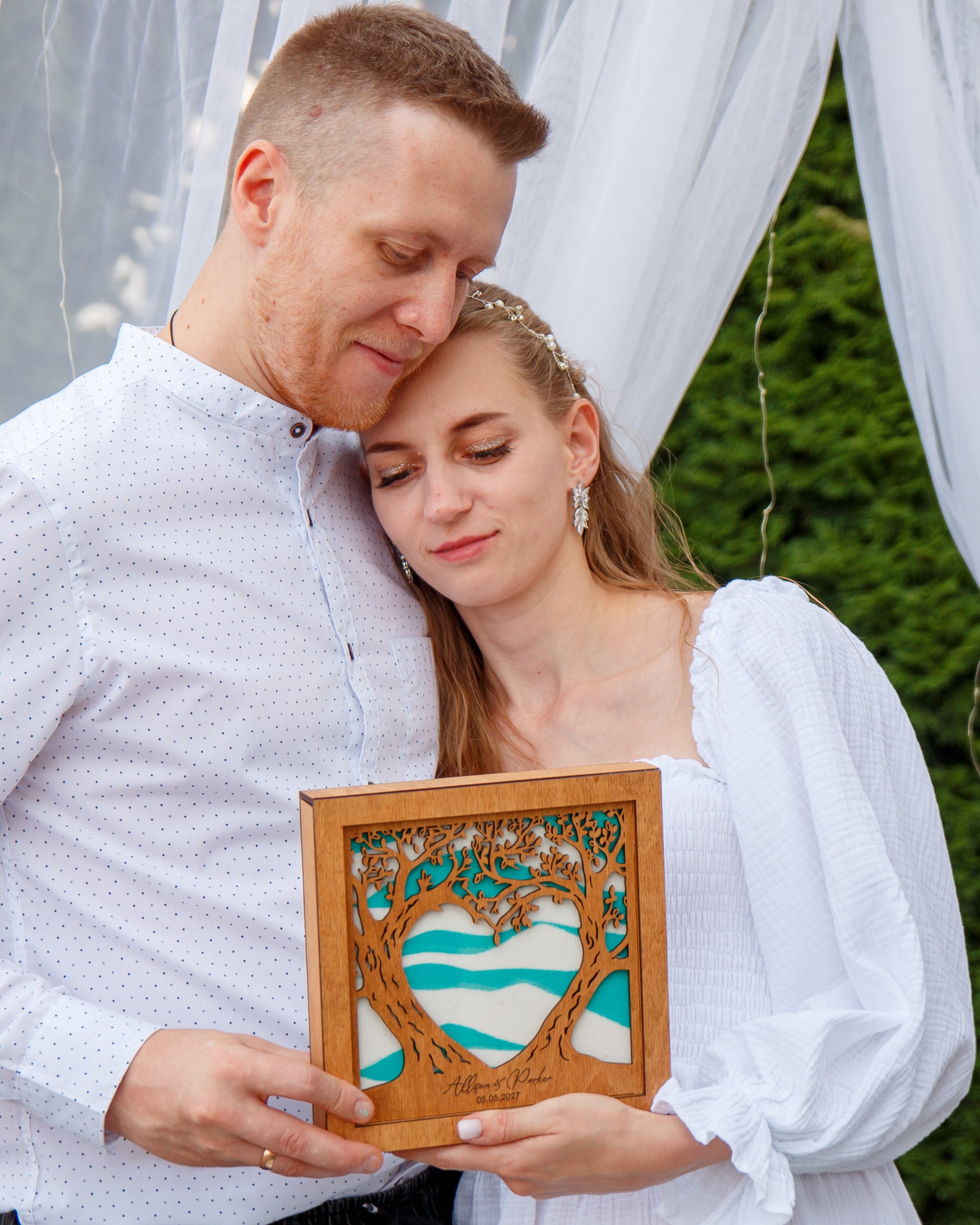 Handmade wooden sand ceremony frame for wedding keepsake