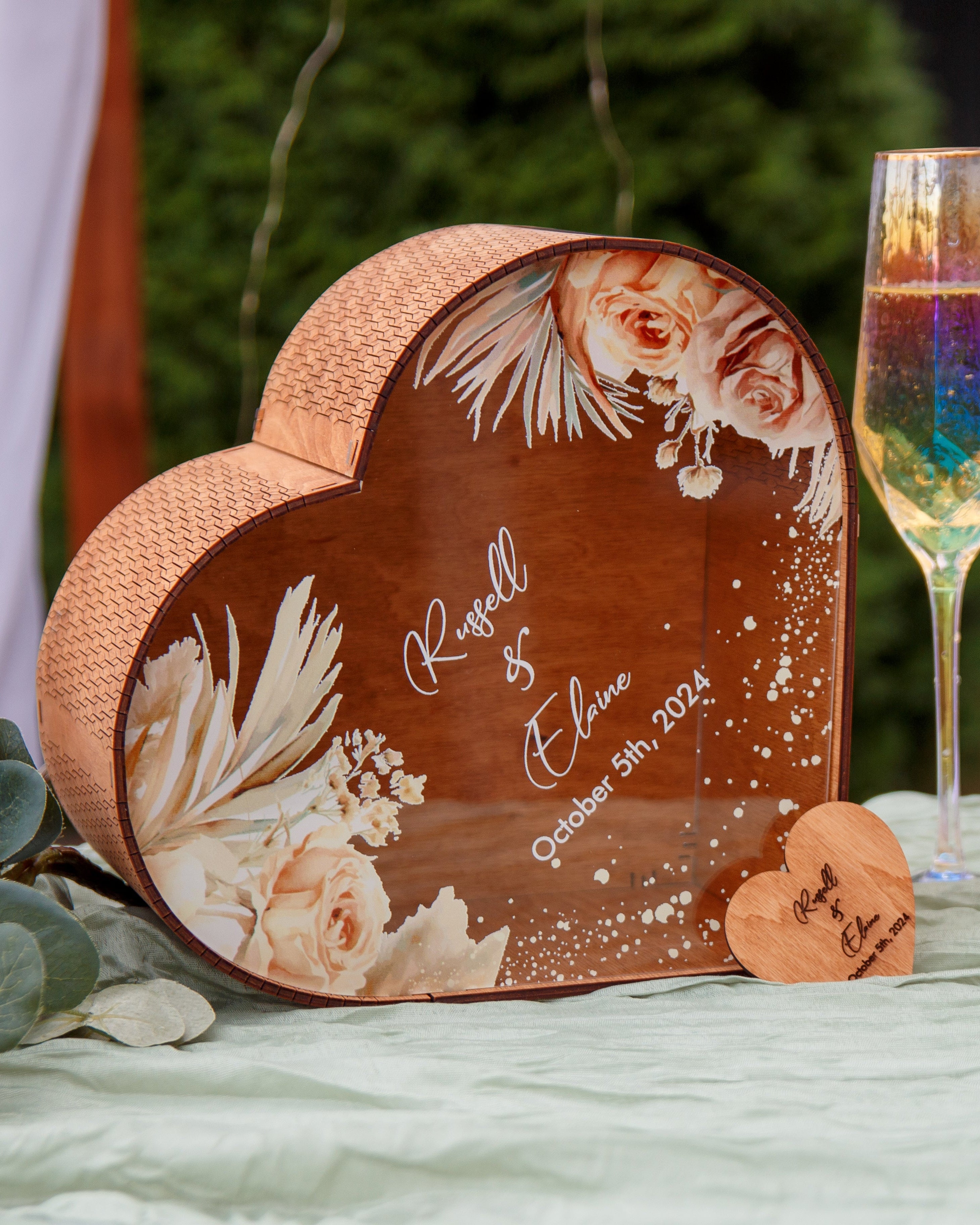 Elegant boho heart box for wedding cards and wishes