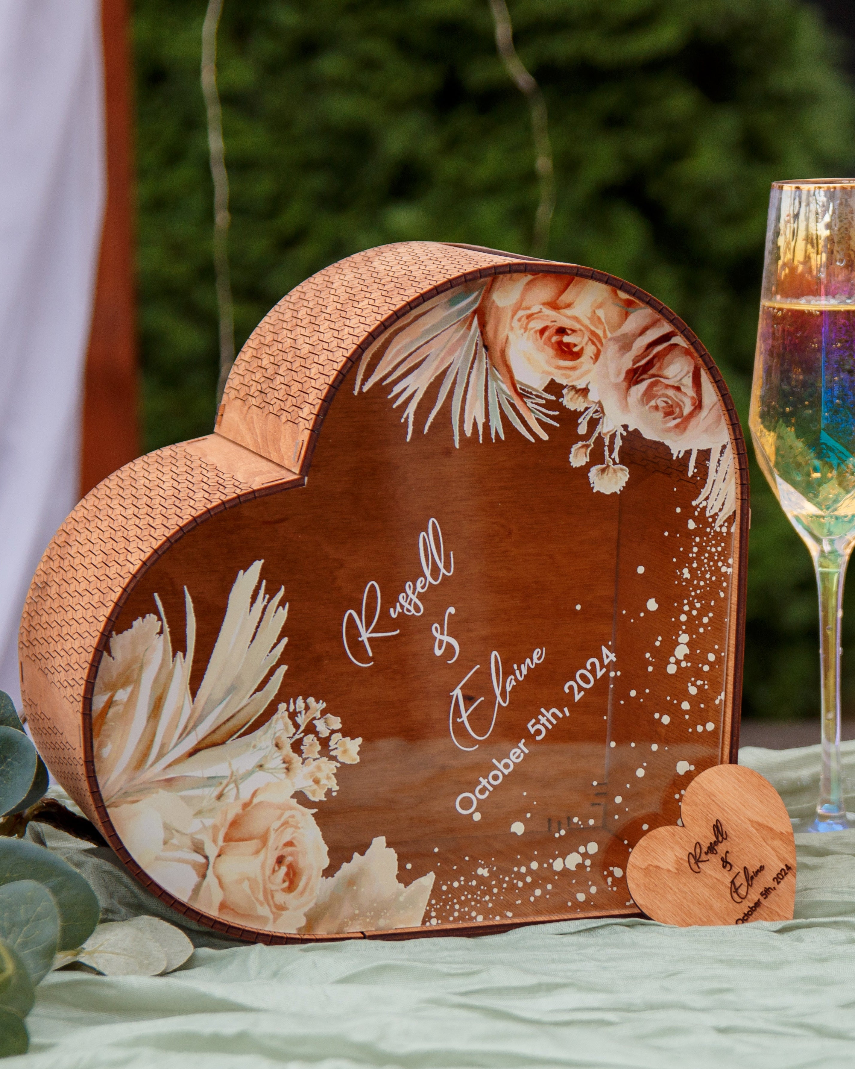 Personalized wooden envelope holder for wedding cards