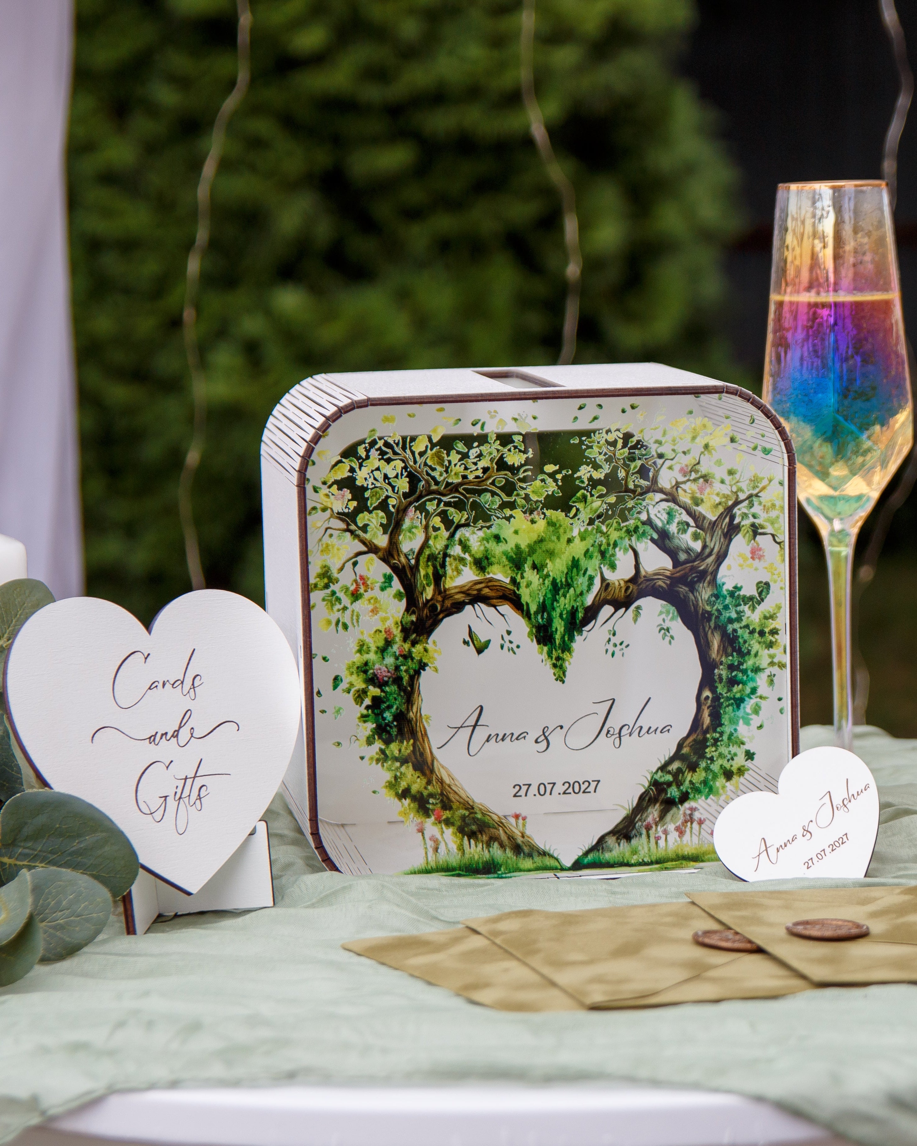 Rustic wedding card box for envelopes and cash gifts