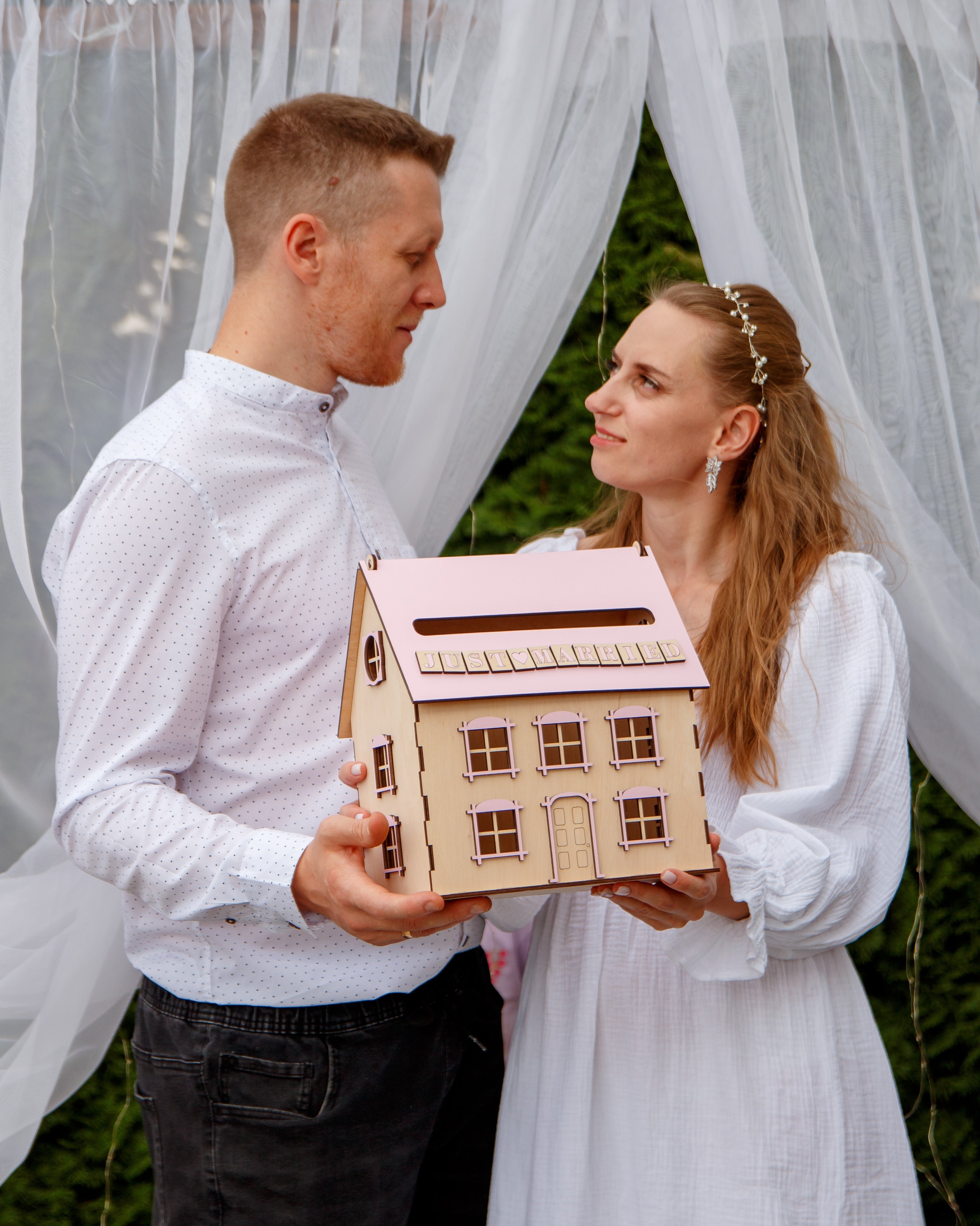 Rustic wedding gift card box wooden house