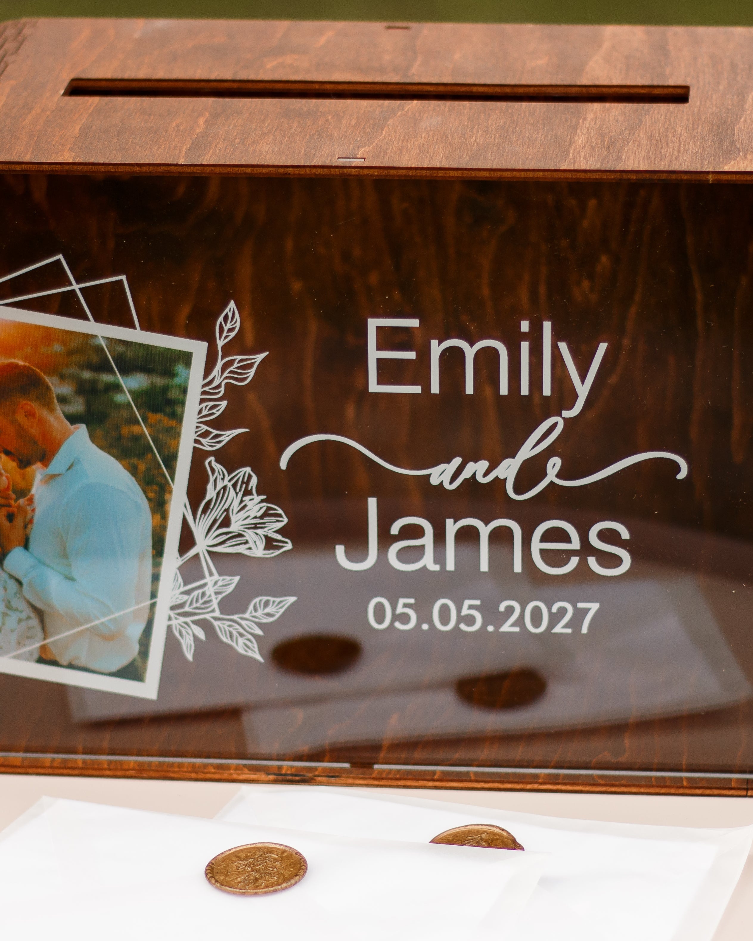 Rustic wood card box for bridal shower or wedding
