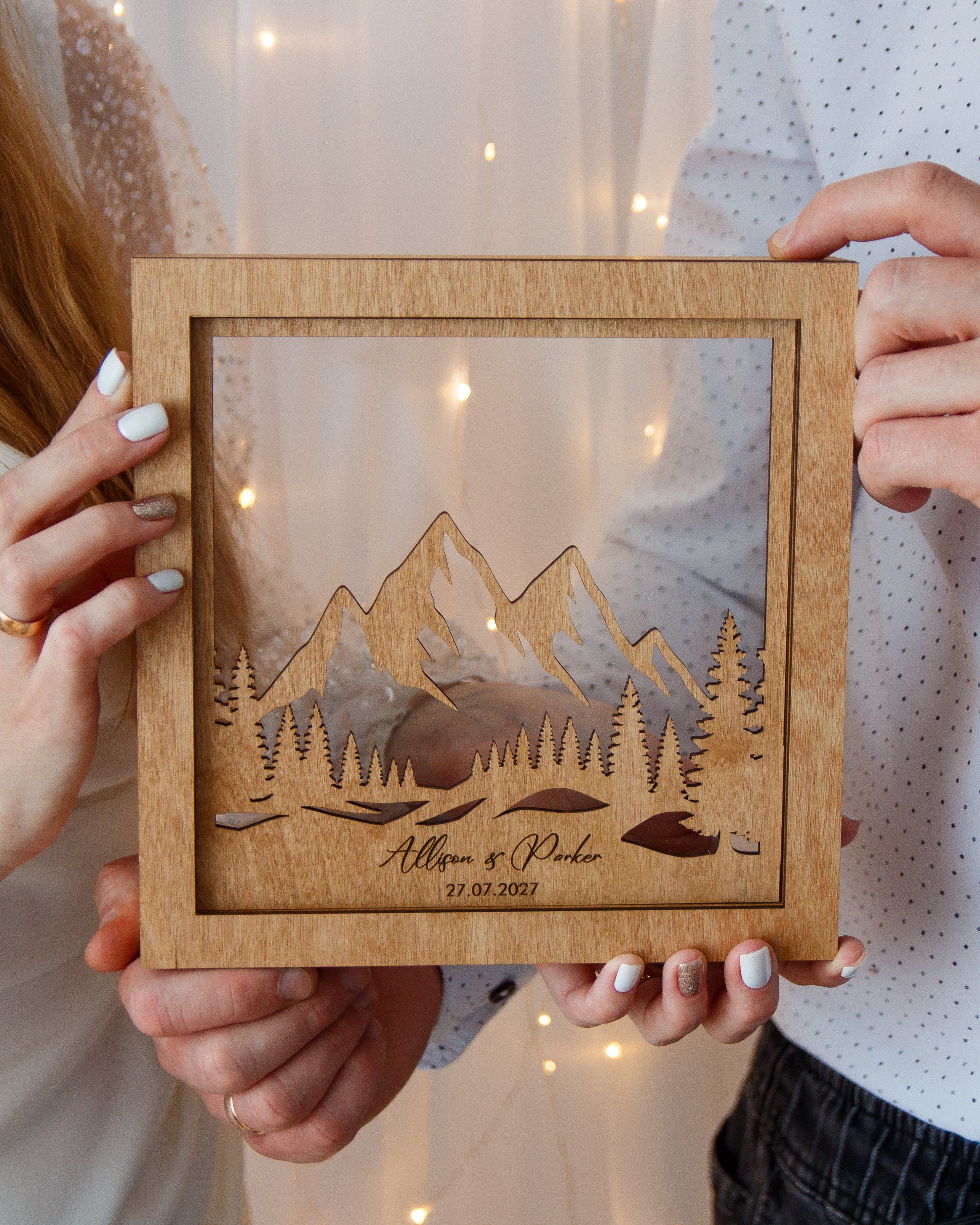 Personalized mountain sand ceremony keepsake for couples