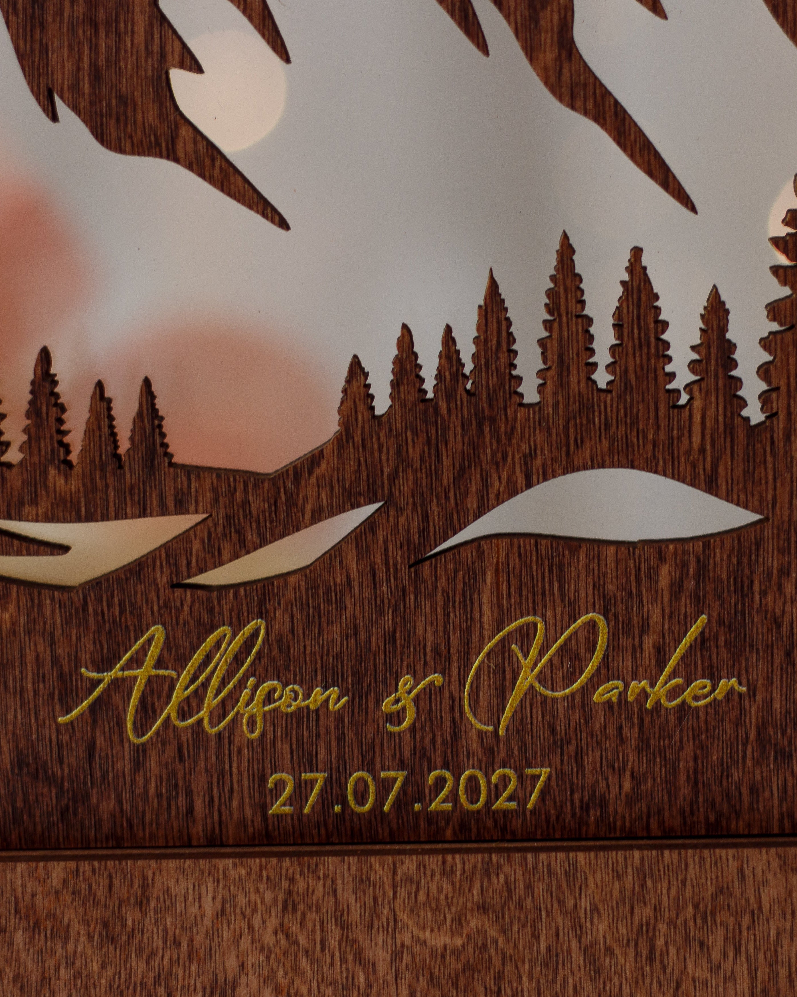 Personalized mountain unity ceremony sand picture frame