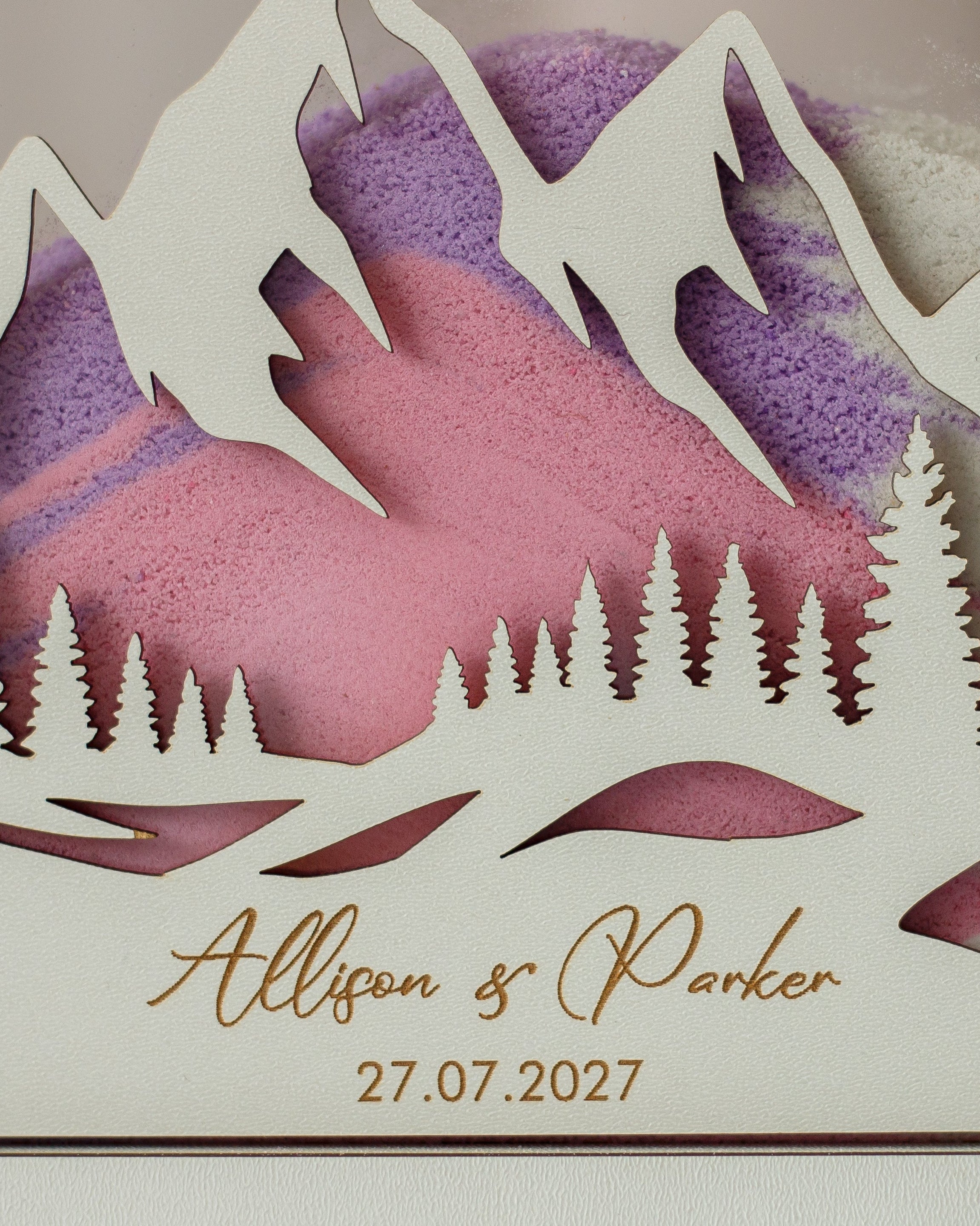 Handcrafted wooden sand ceremony frame mountain style