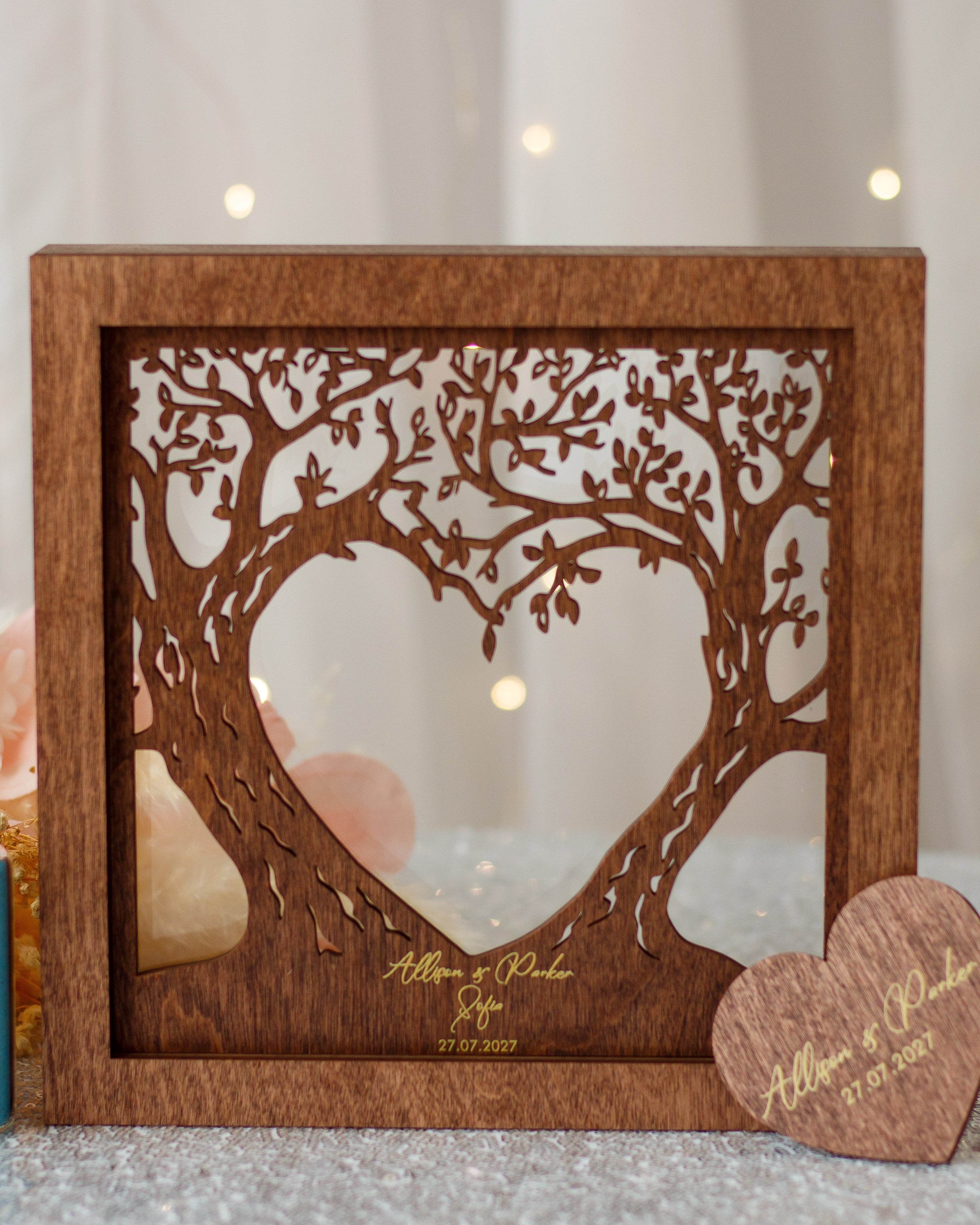 Modern wedding sand frame decor for ceremony table display