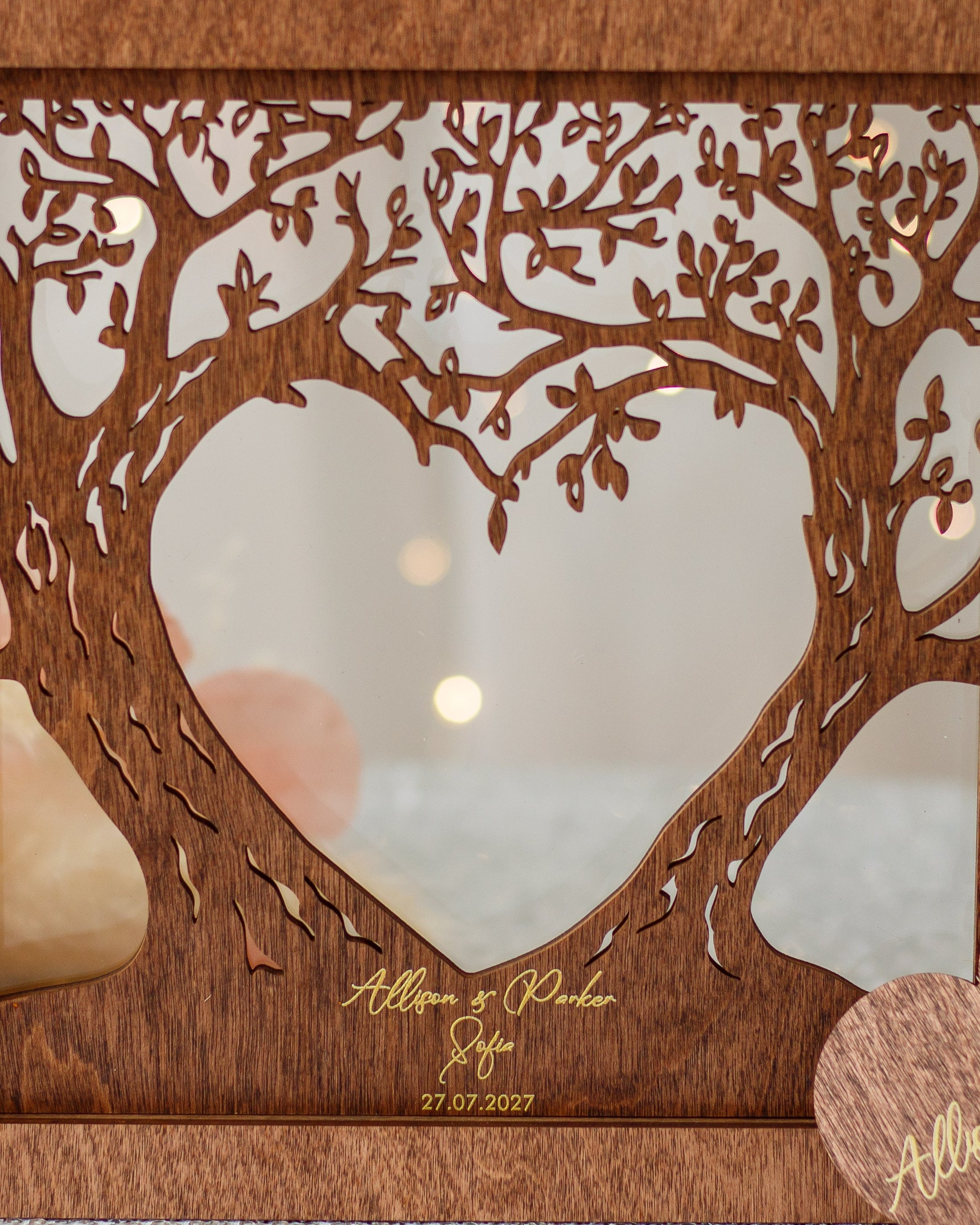 Elegant personalized sand ceremony shadow box for wedding reception