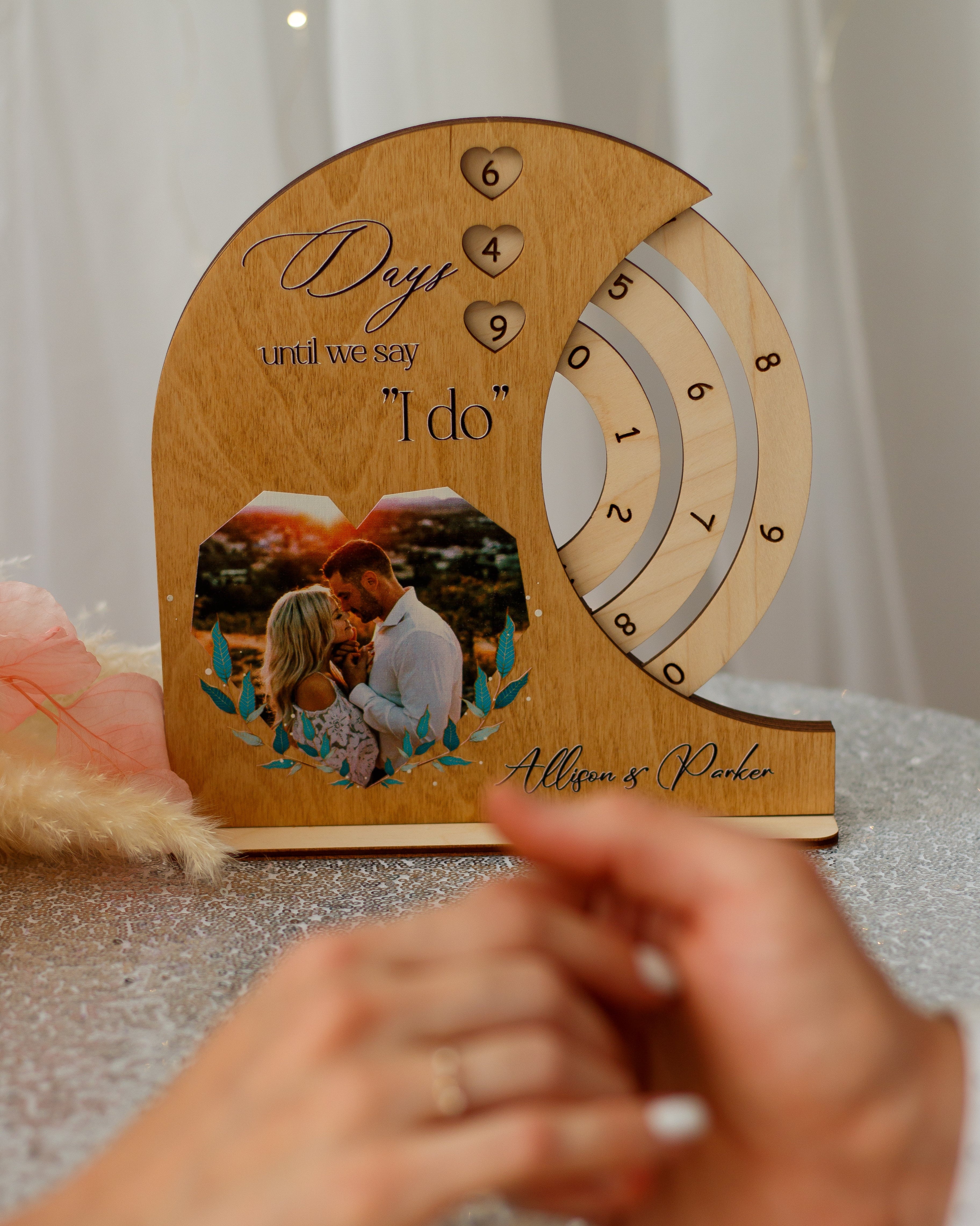 Engagement gift countdown to “I Do” wooden calendar