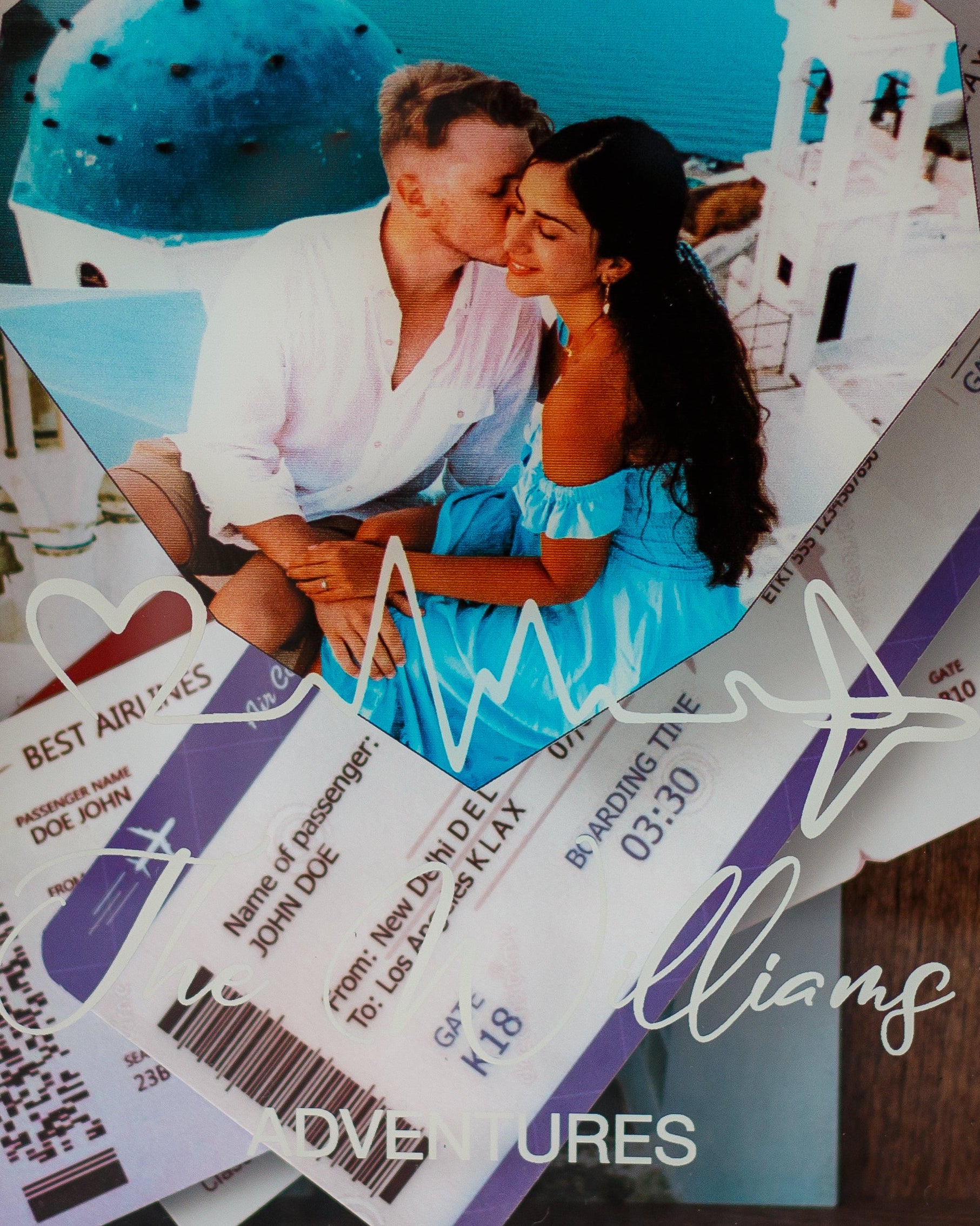 Couple travel memory frame with airplane design