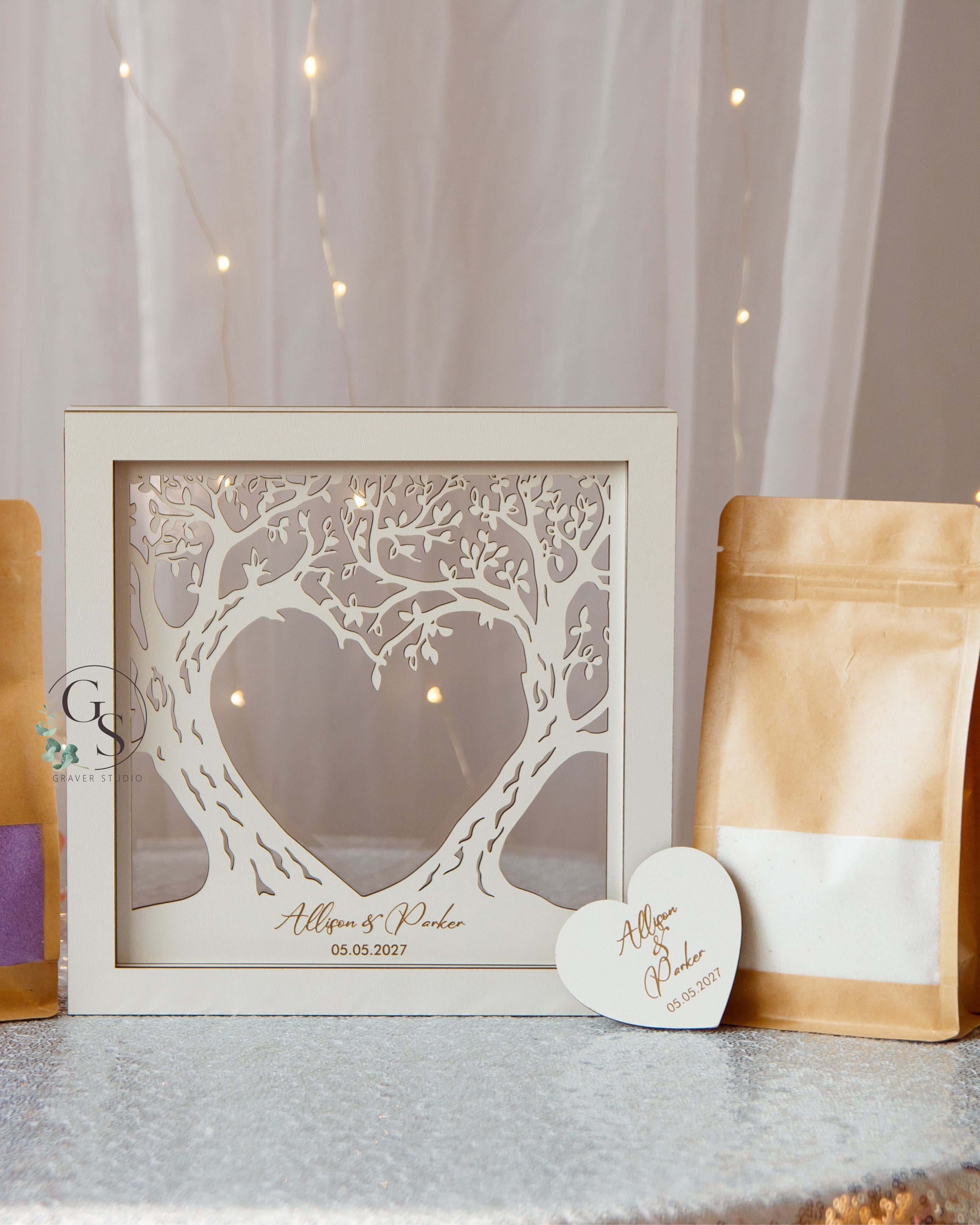 Wedding unity sand frame with bottles for multi person ceremony