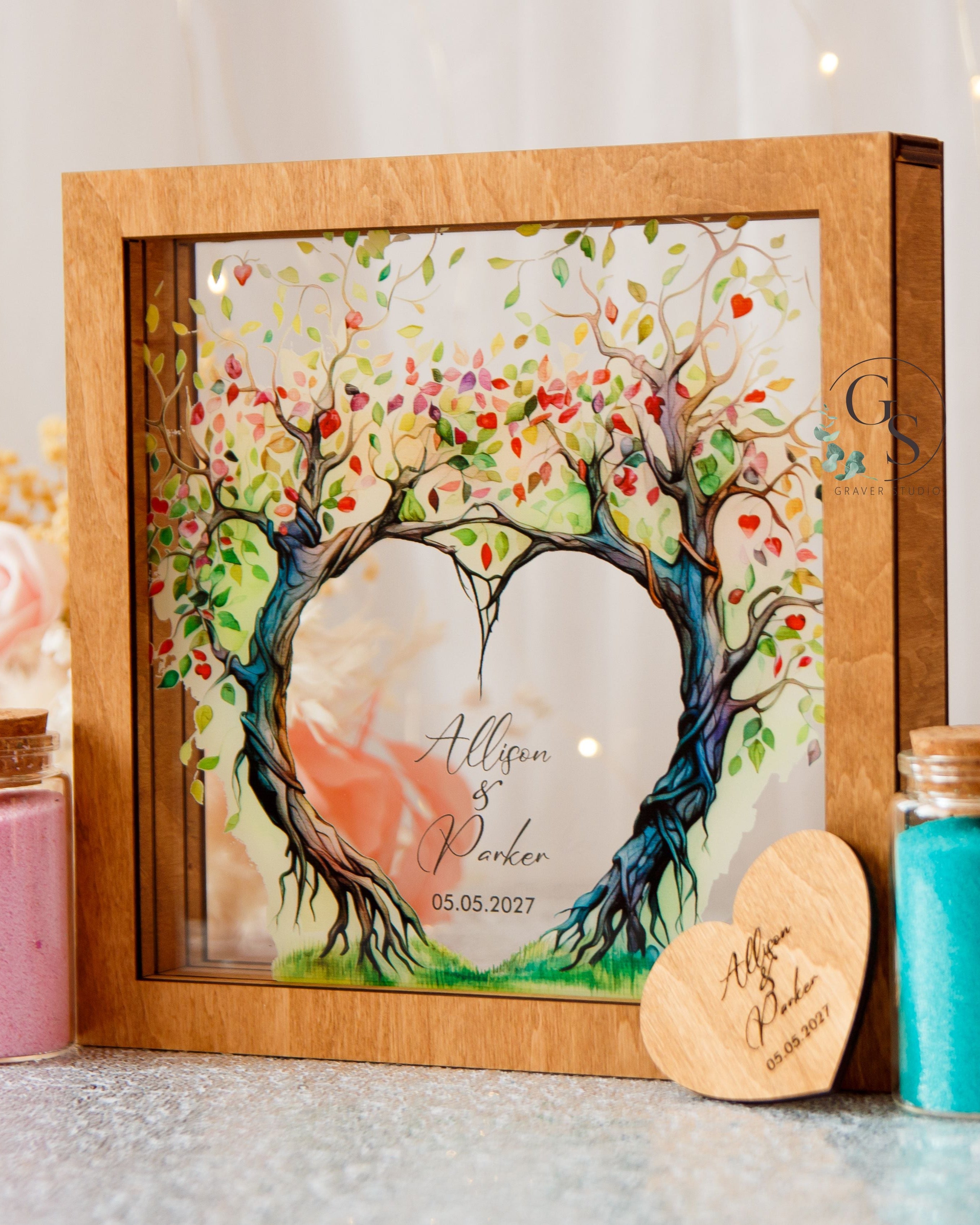 Personalized wedding keepsake frame for ceremony sand pouring