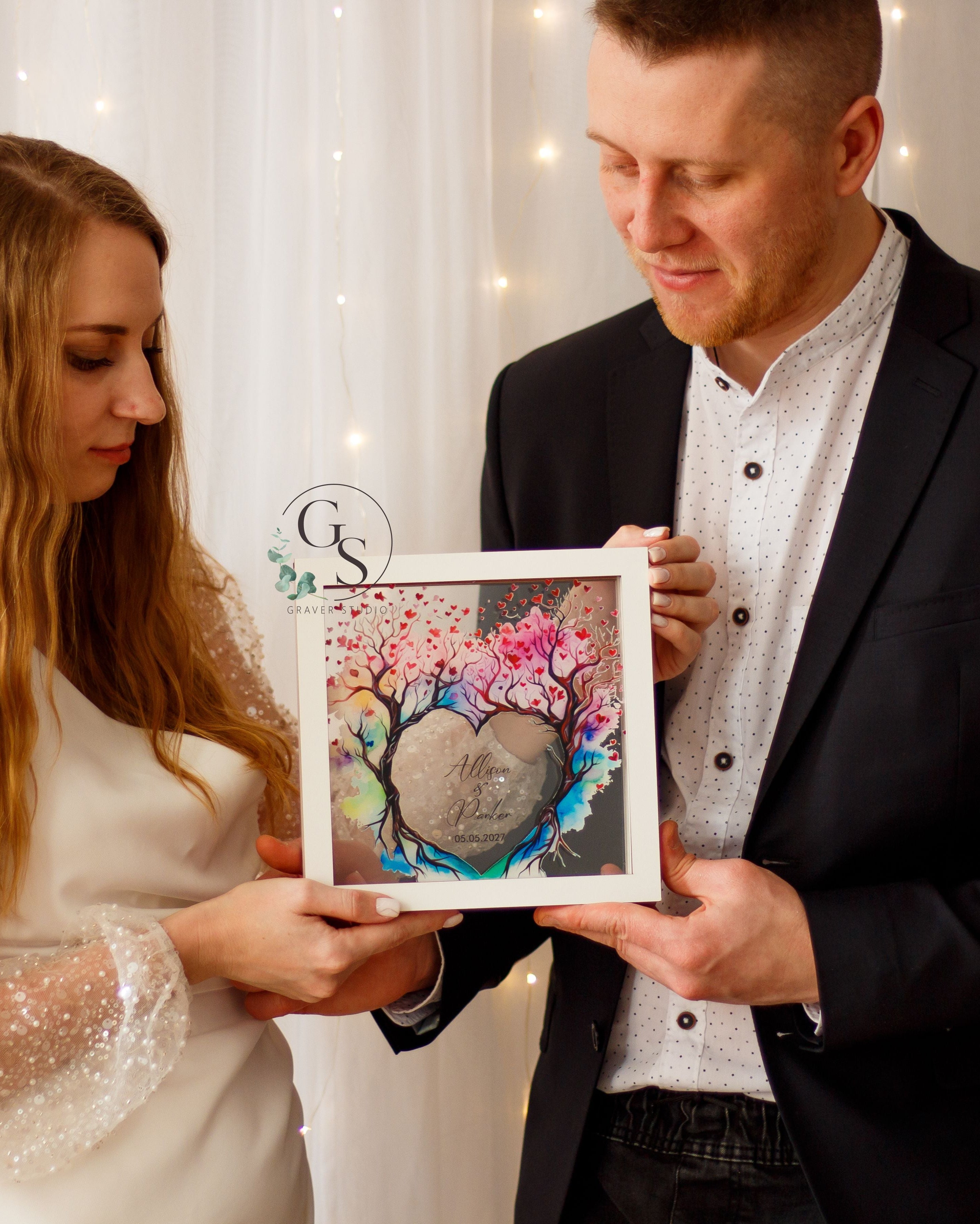 Handmade wedding unity sand frame with elegant design