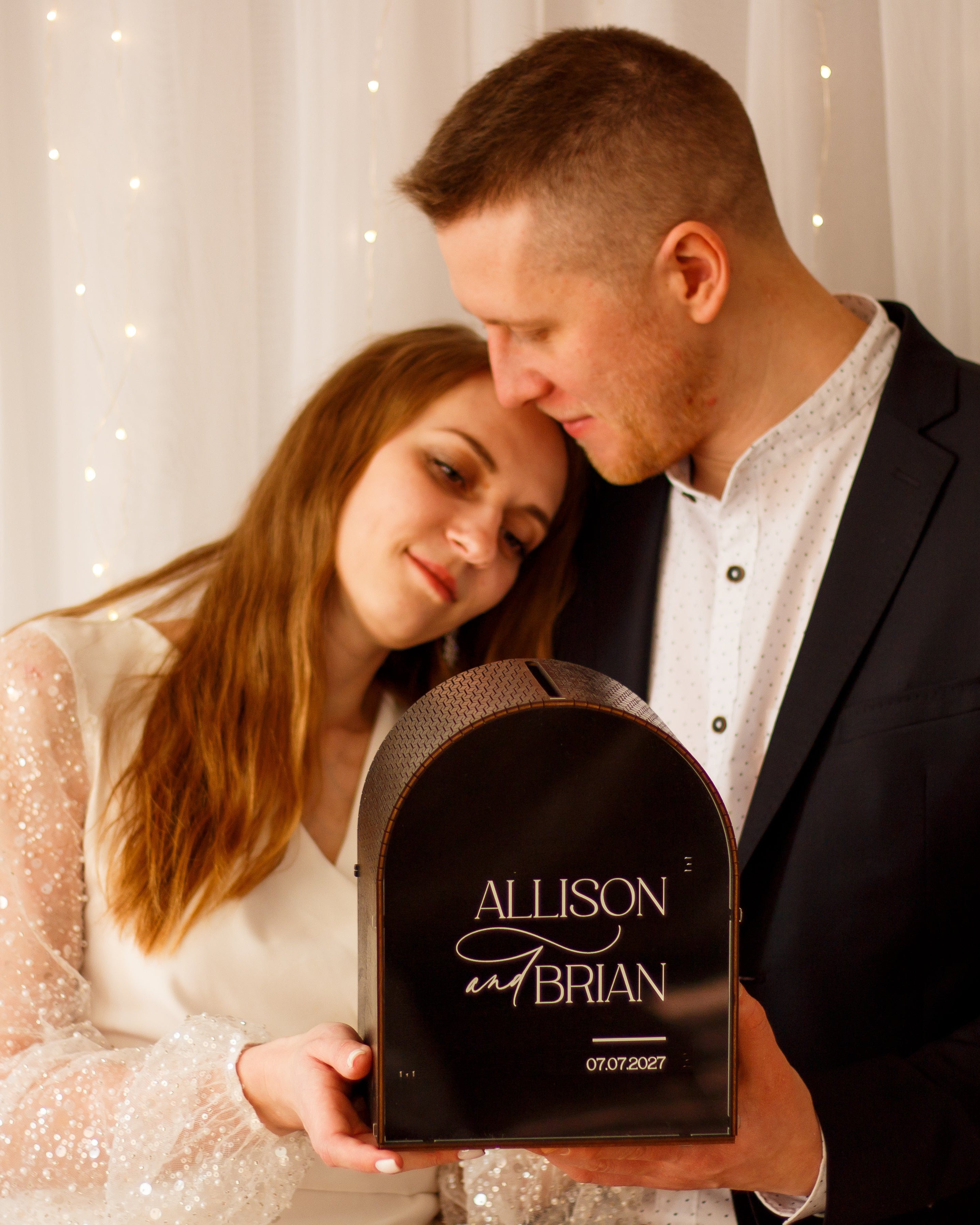 Handmade wooden card box for wedding gifts