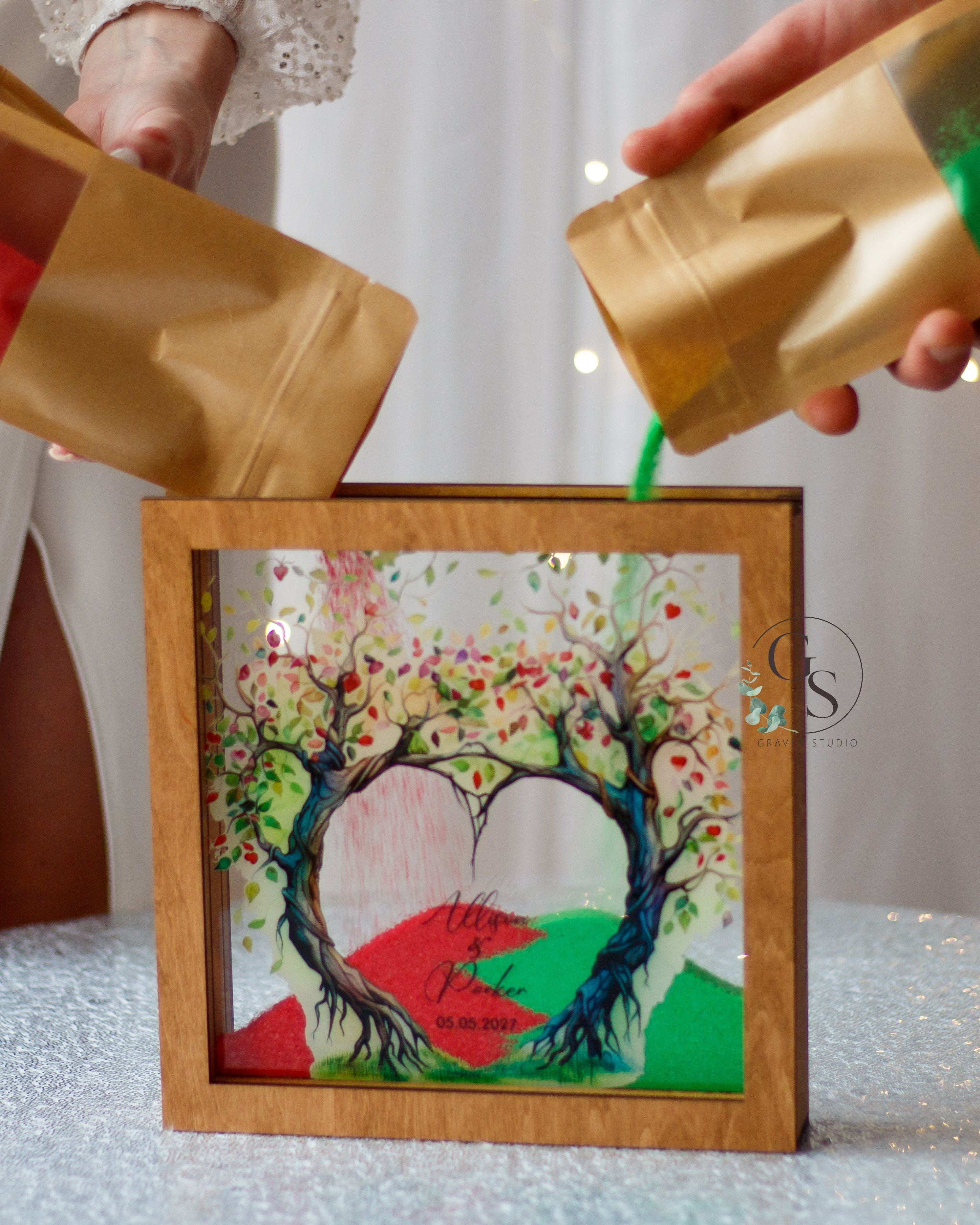 Wedding Sand Ceremony With Tree Print
