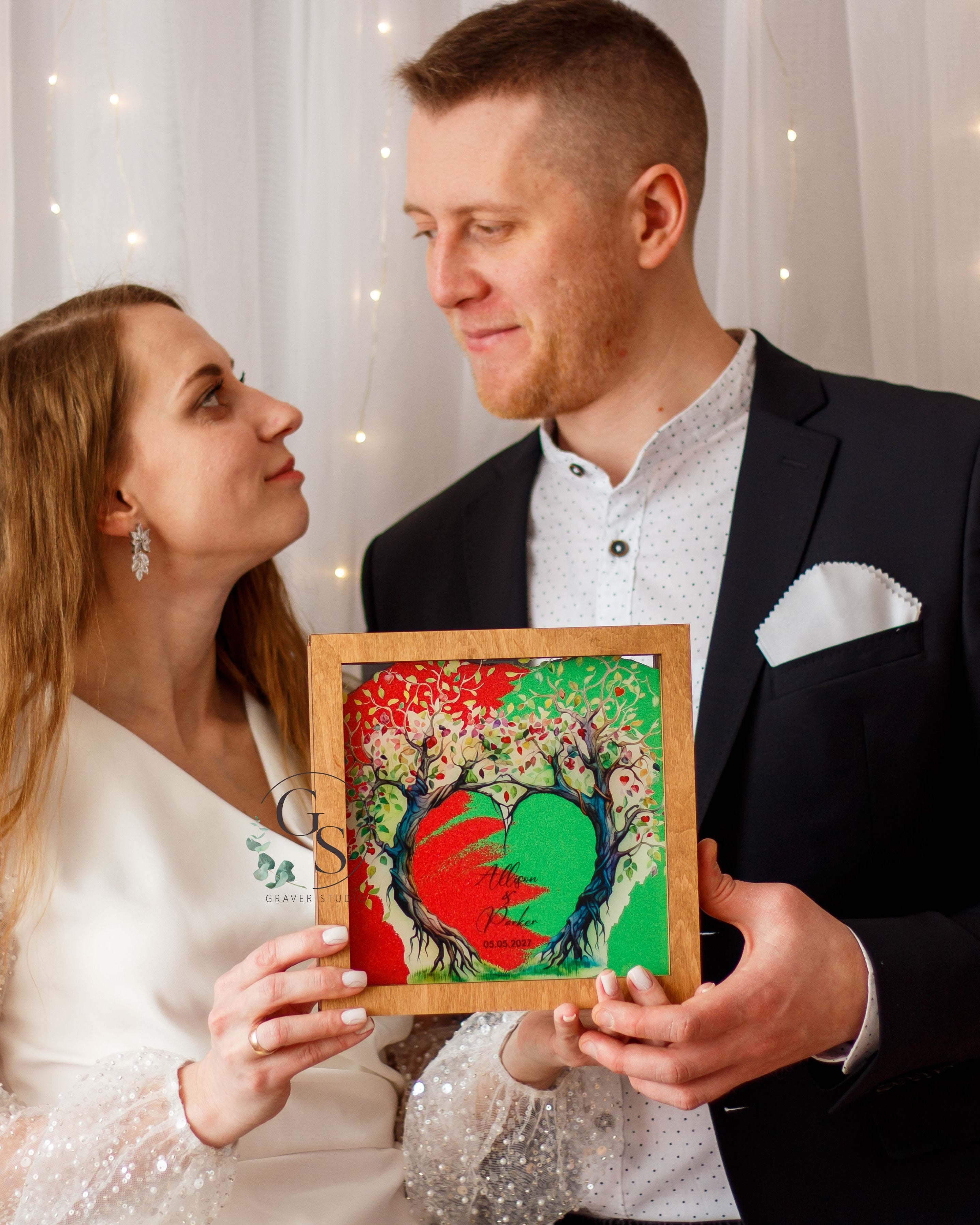 Custom wedding sand frame guest book alternative shadow box