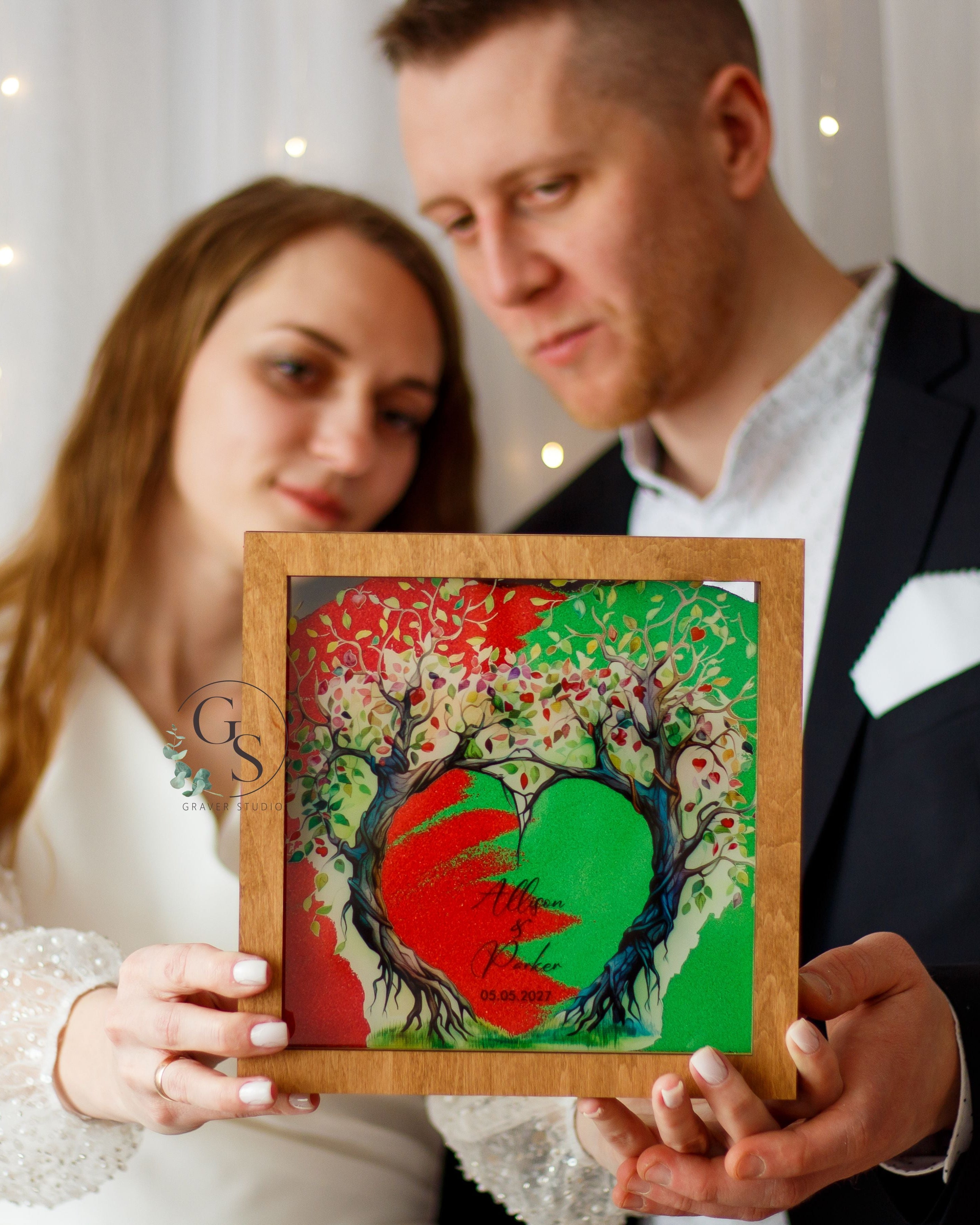 Wedding Sand Ceremony With Tree Print