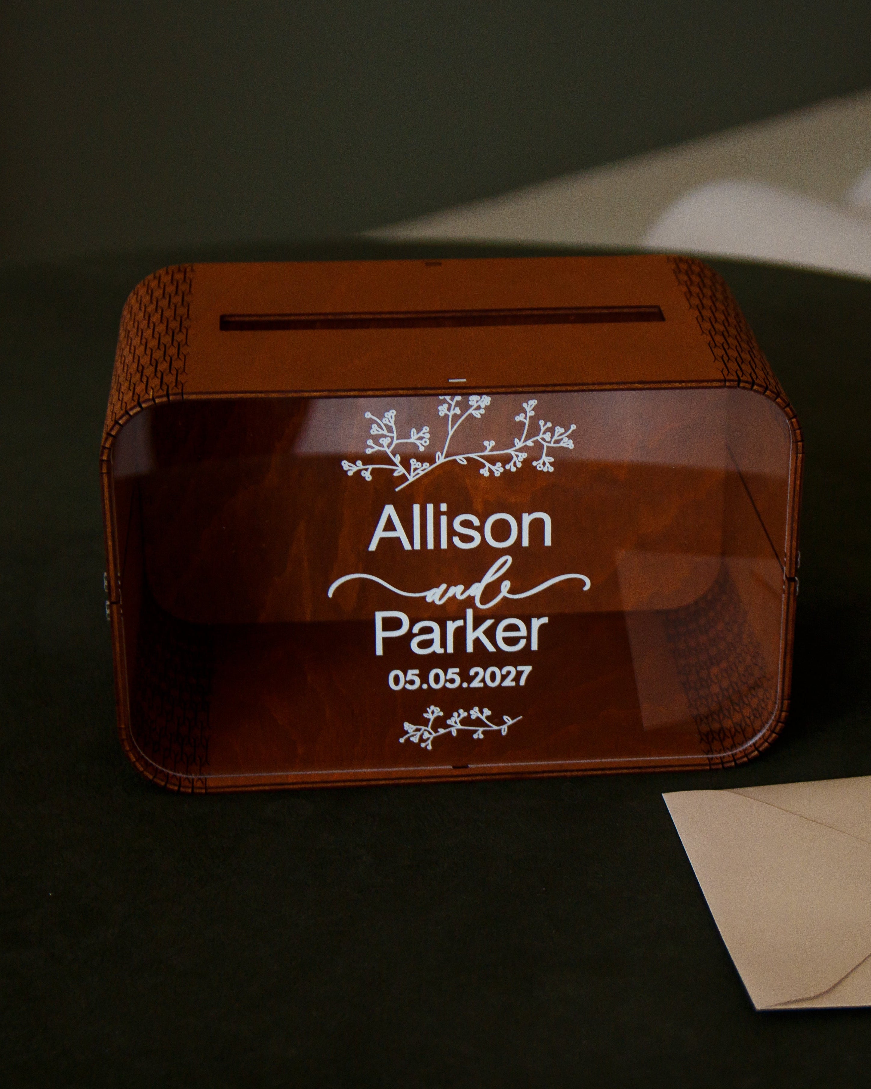 Elegant wedding card box for money and envelopes