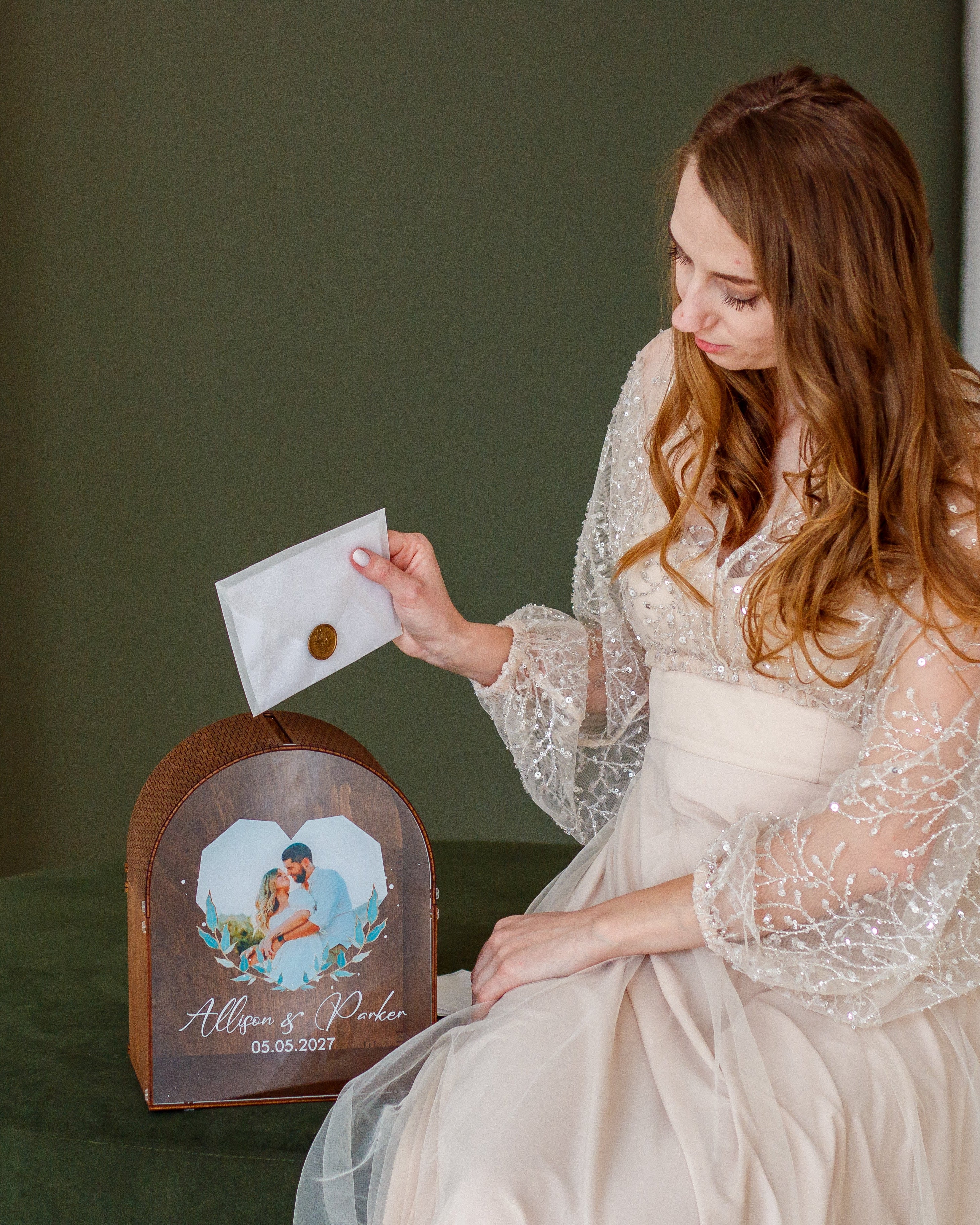 Custom wedding card collection box handmade wood