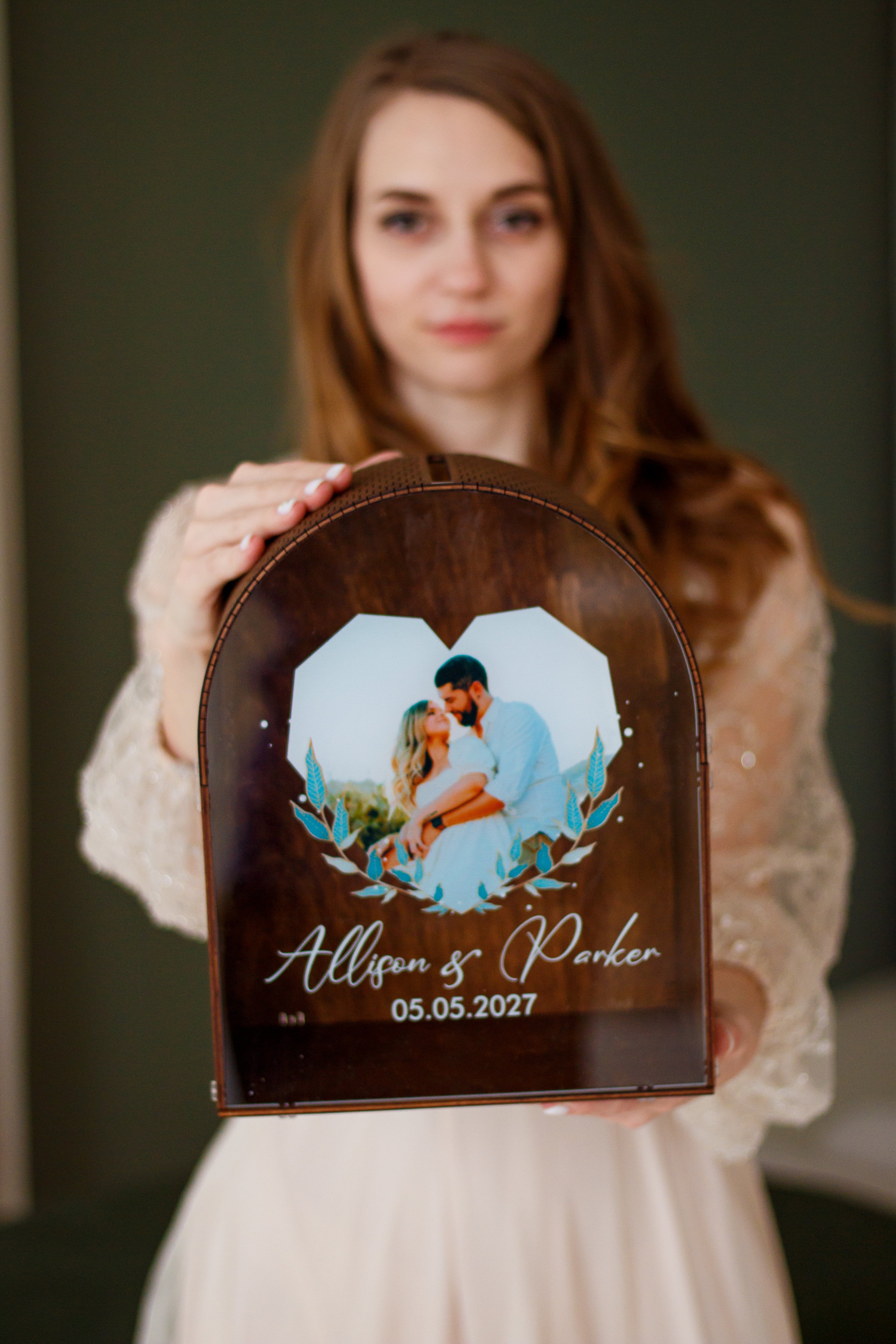 Custom photo memory wedding box for envelopes