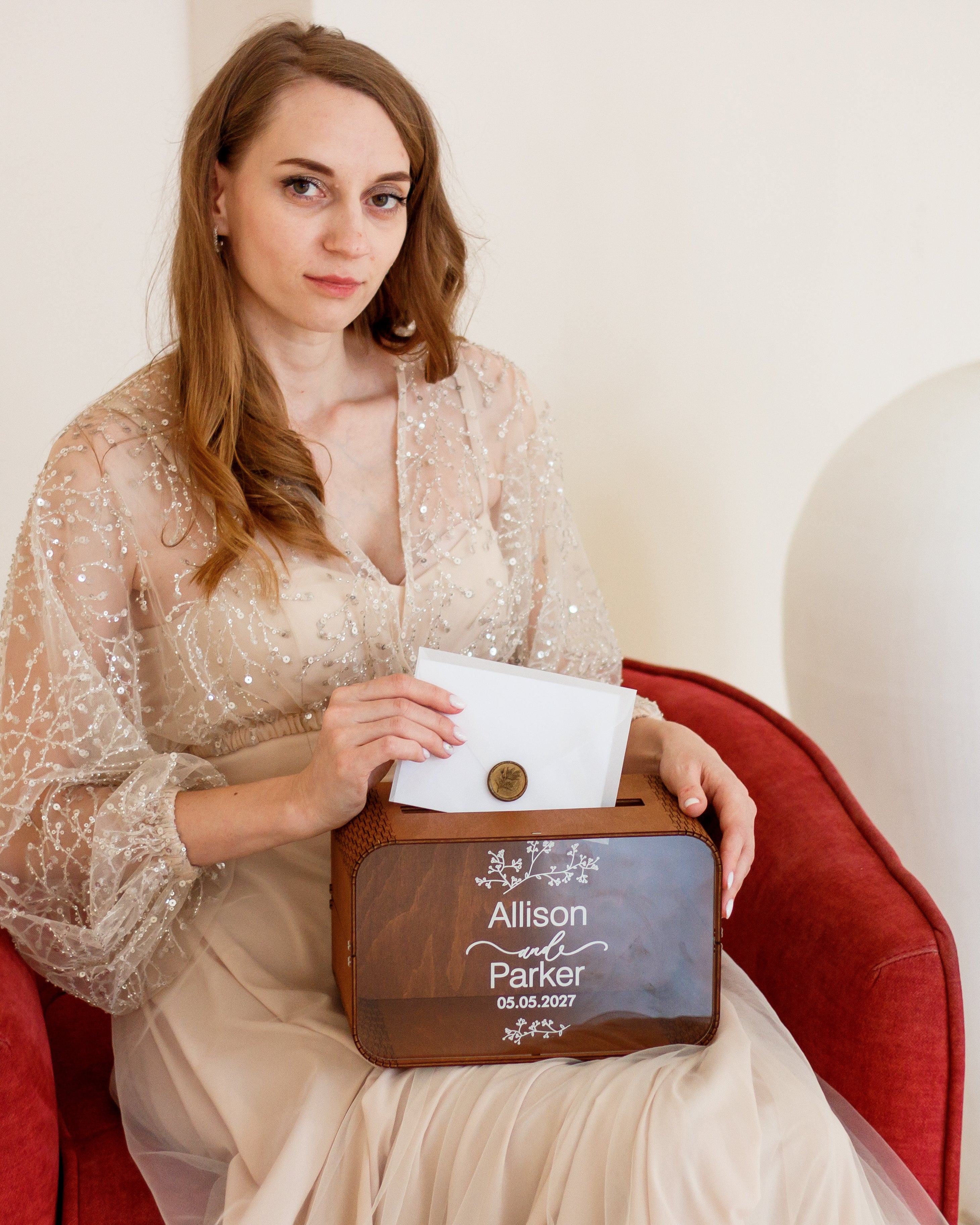 Personalized keepsake box for wedding cards