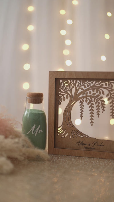 Rustic wooden sand ceremony frame for unity wedding ritual